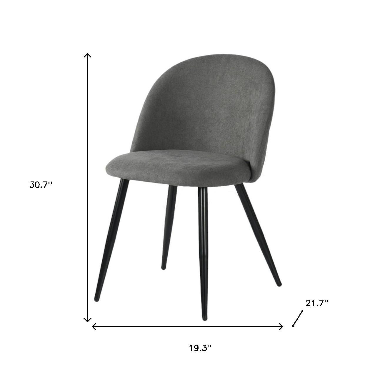 Set of Two Gray and Black Upholstered Fabric Dining Side Chairs