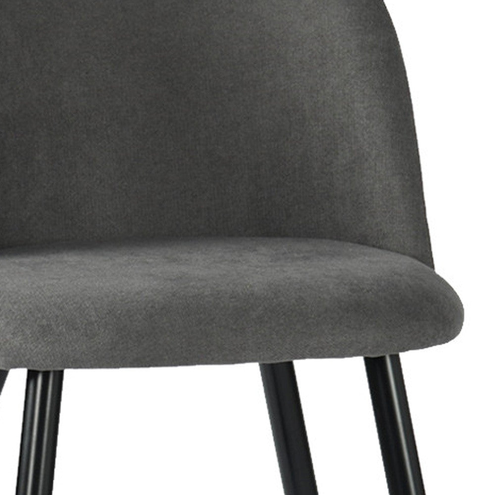 Set of Two Gray and Black Upholstered Fabric Dining Side Chairs