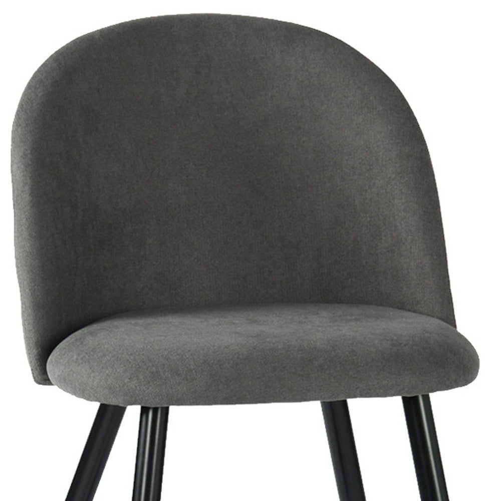 Set of Two Gray and Black Upholstered Fabric Dining Side Chairs