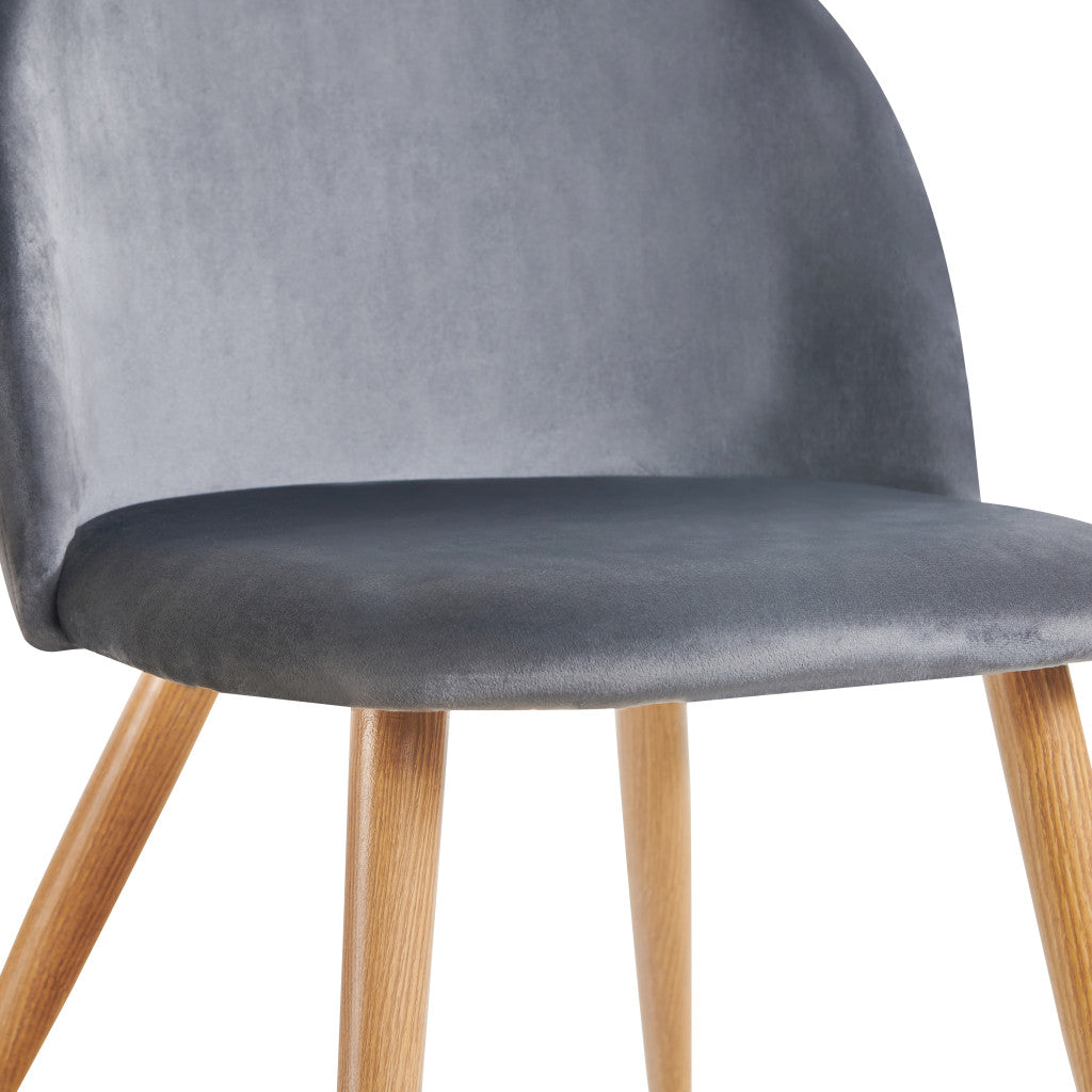 Charcoal and Oak Velvet and Metal Dining Side Chair