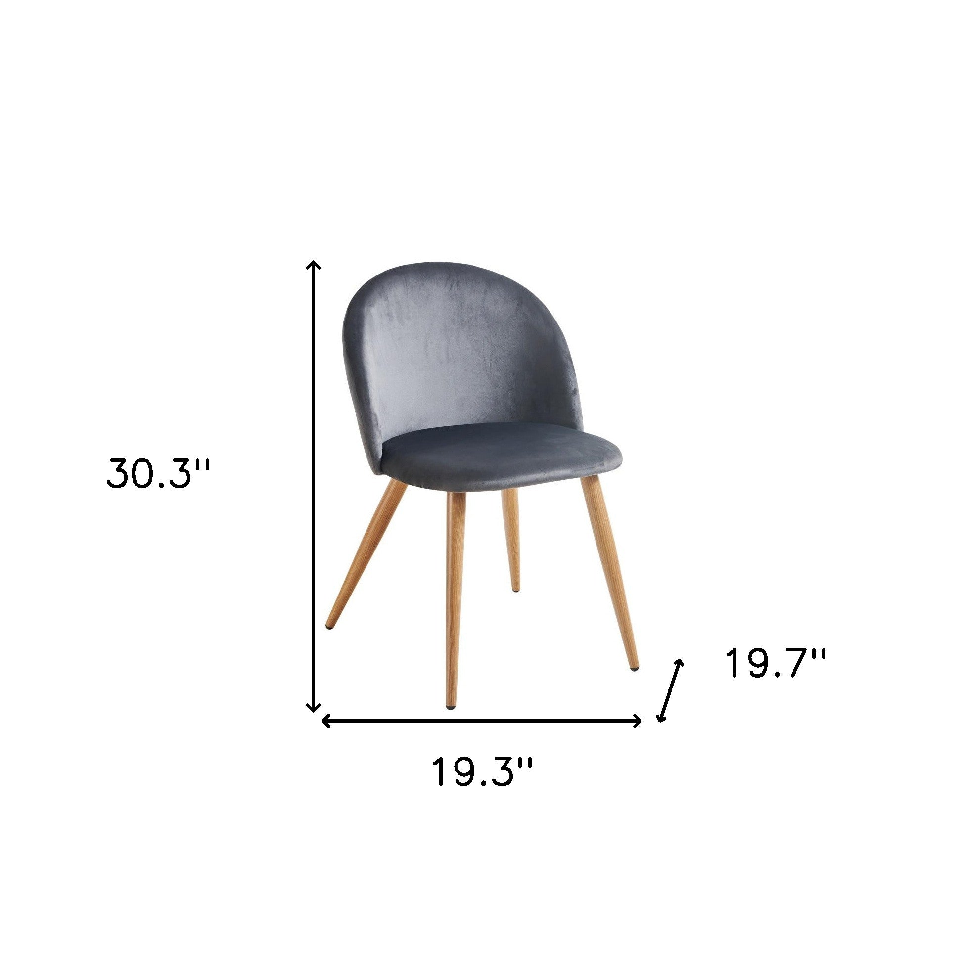 Charcoal and Oak Velvet and Metal Dining Side Chair
