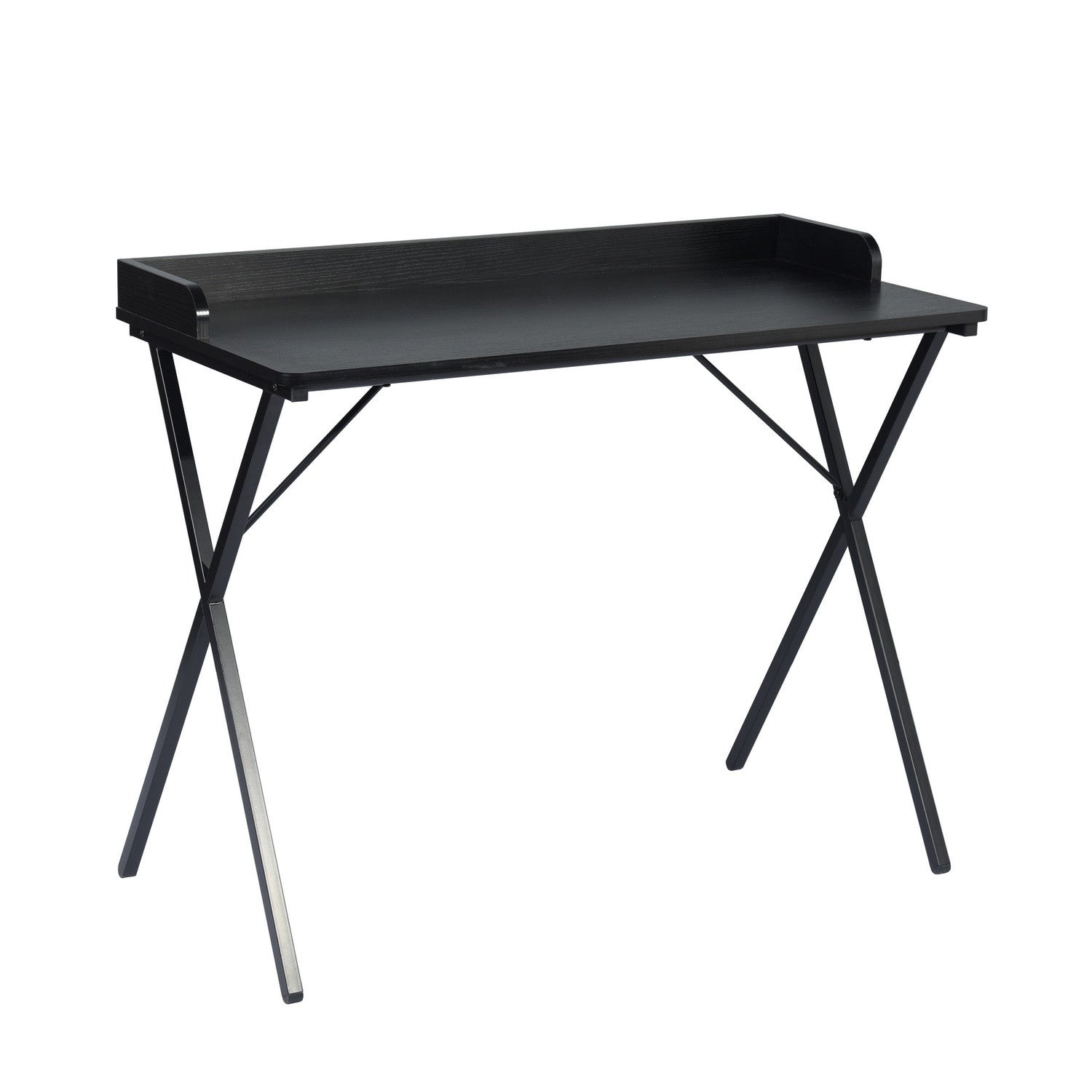 39" Black Wood and Metal X-Shape Computer Desk