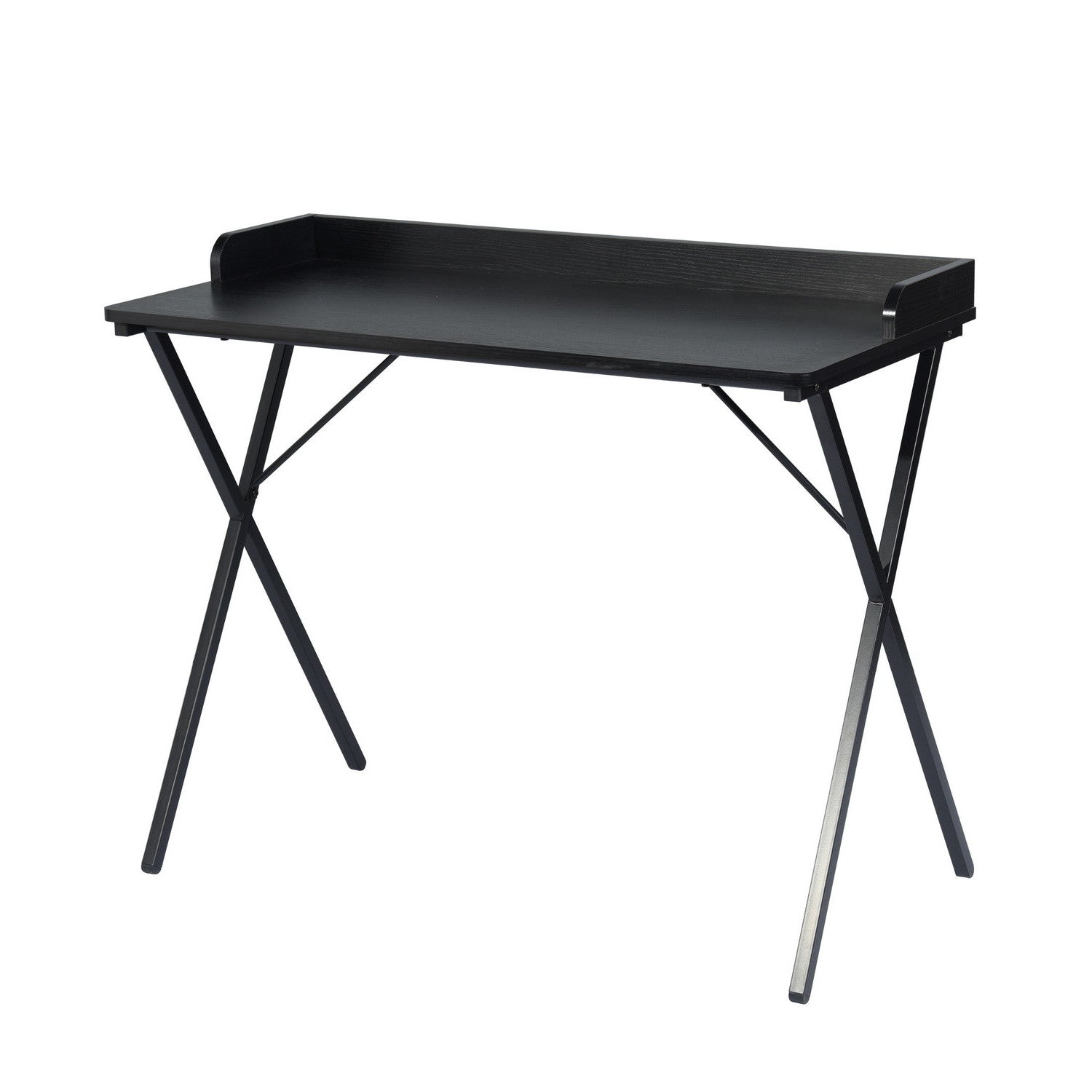 39" Black Wood and Metal X-Shape Computer Desk