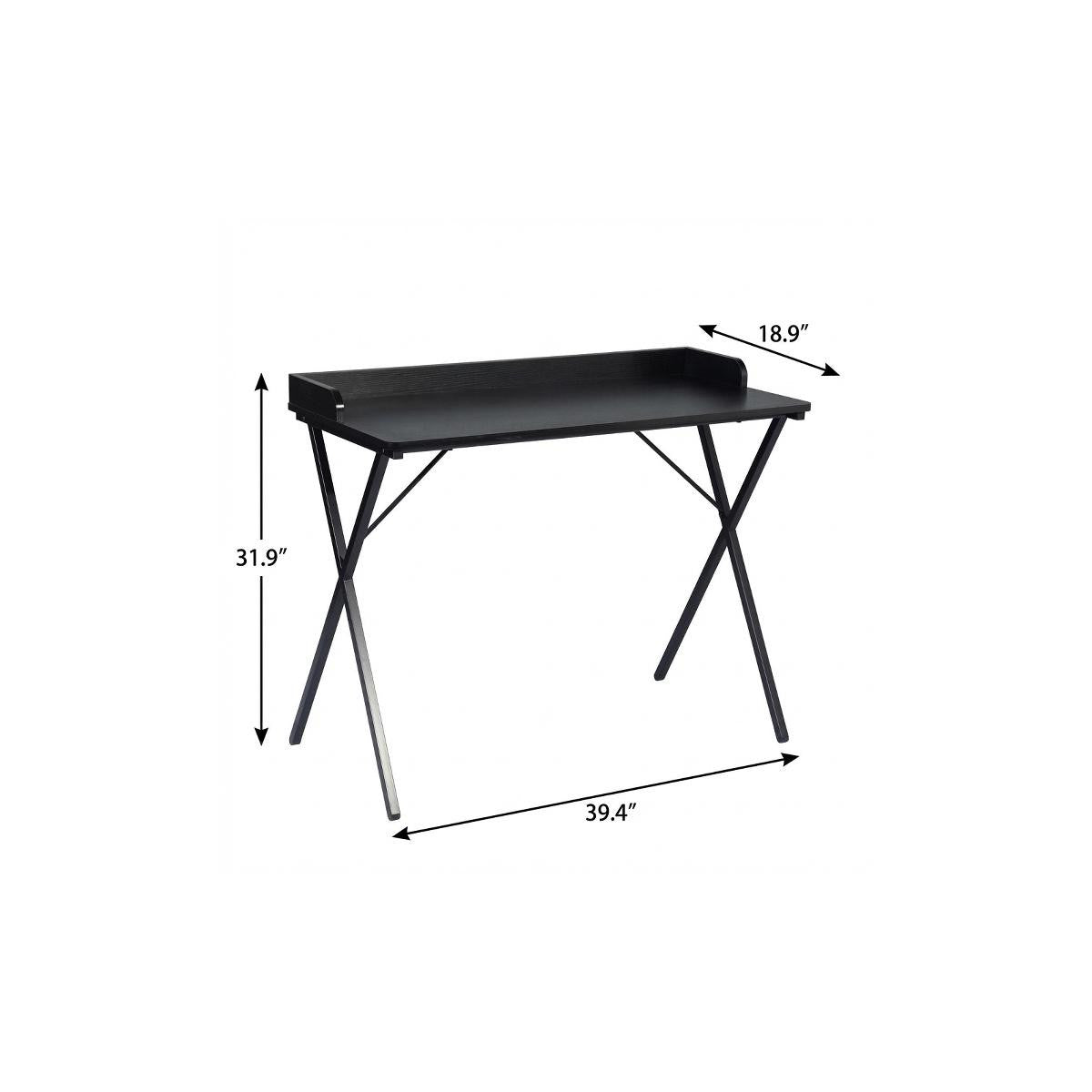 39" Black Wood and Metal X-Shape Computer Desk