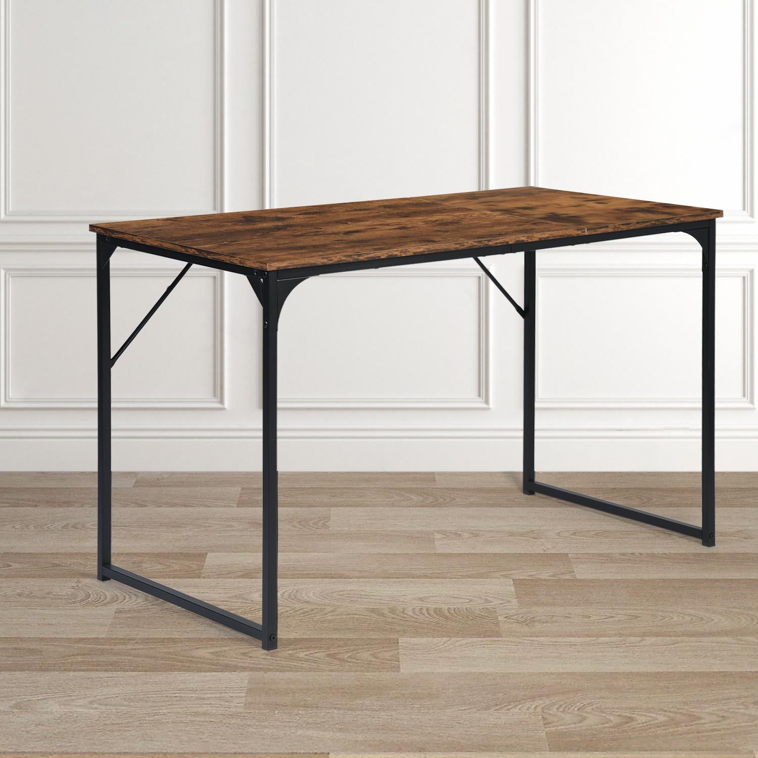 47" Brown and Black Wood and Stainless Steel Computer Desk