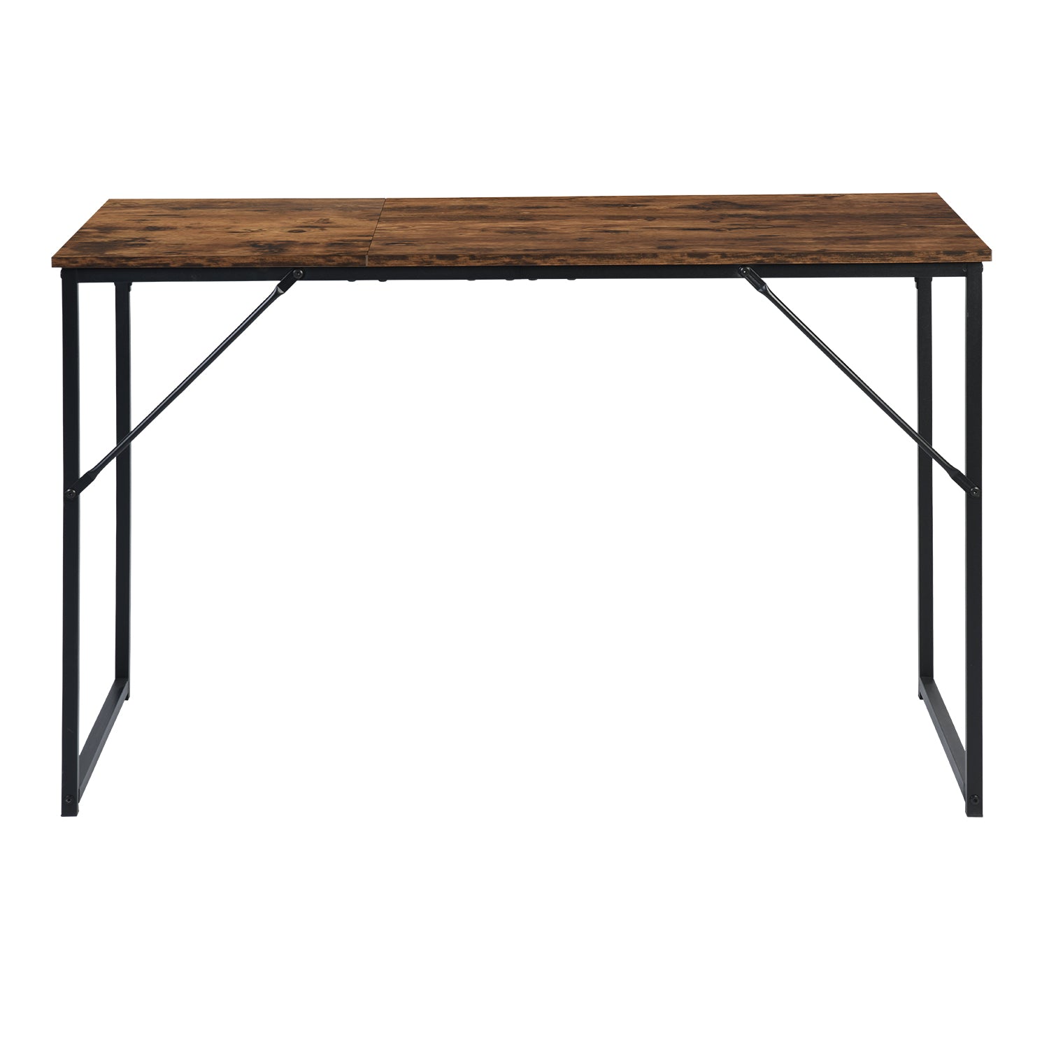 47" Brown and Black Wood and Stainless Steel Computer Desk