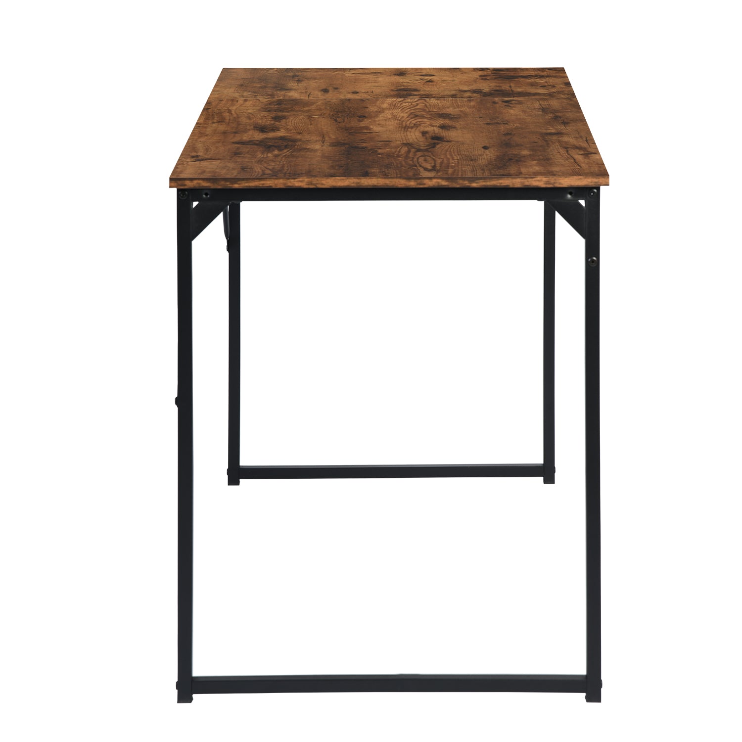 47" Brown and Black Wood and Stainless Steel Computer Desk