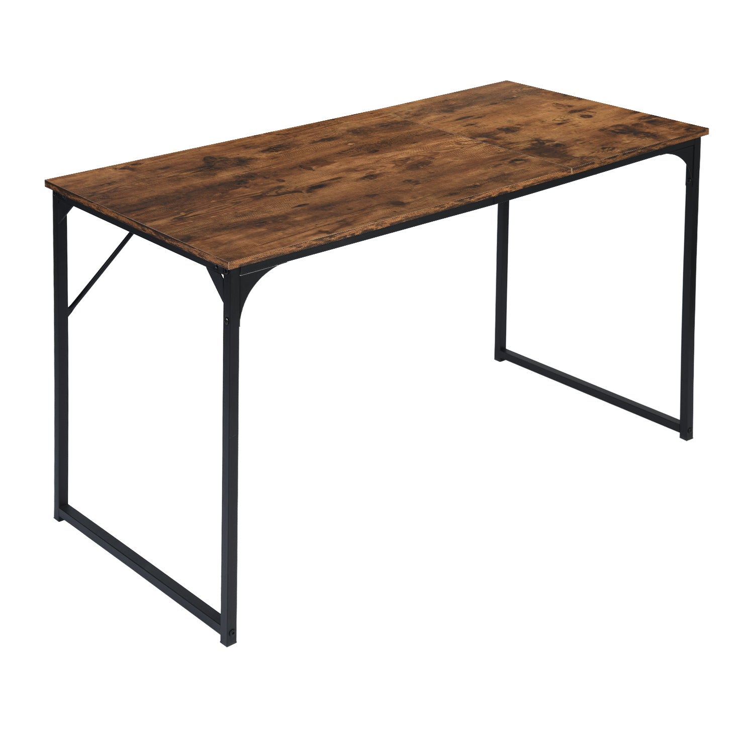 47" Brown and Black Wood and Stainless Steel Computer Desk