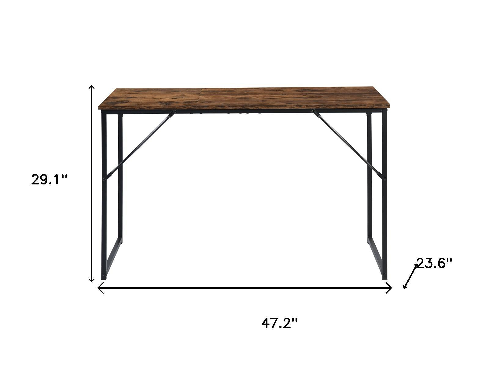 47" Brown and Black Wood and Stainless Steel Computer Desk