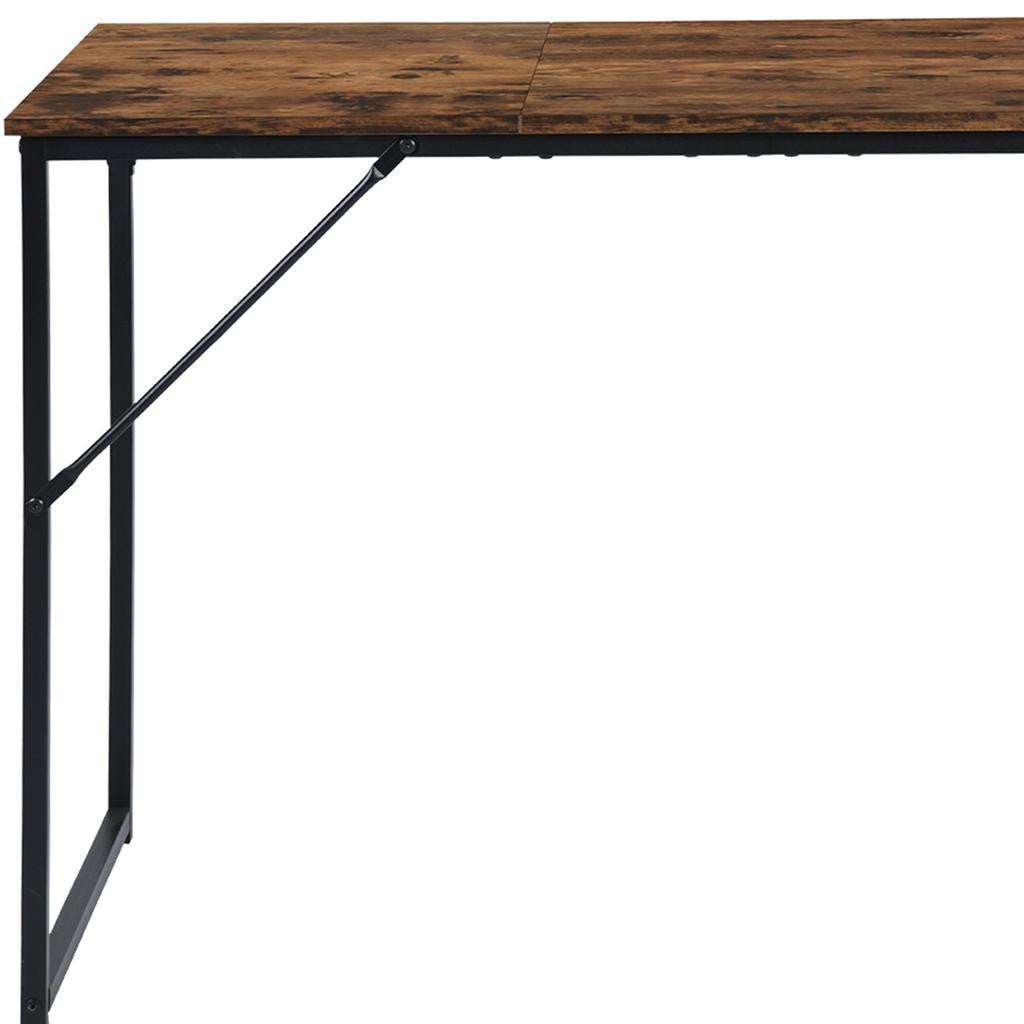 47" Brown and Black Wood and Stainless Steel Computer Desk