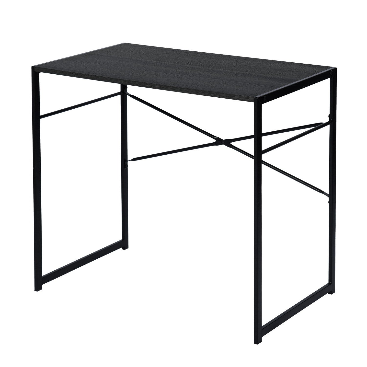 39" Brown and Black Wood and Metal H-Shape Computer Desk