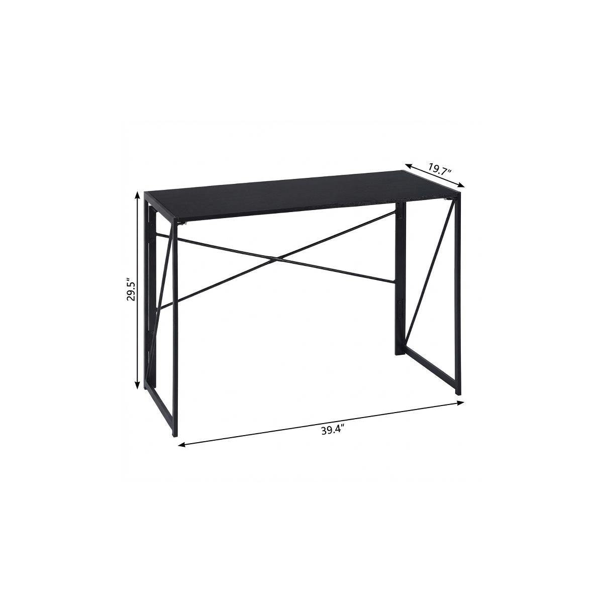 39" Black Wood and Stainless Steel Computer Desk