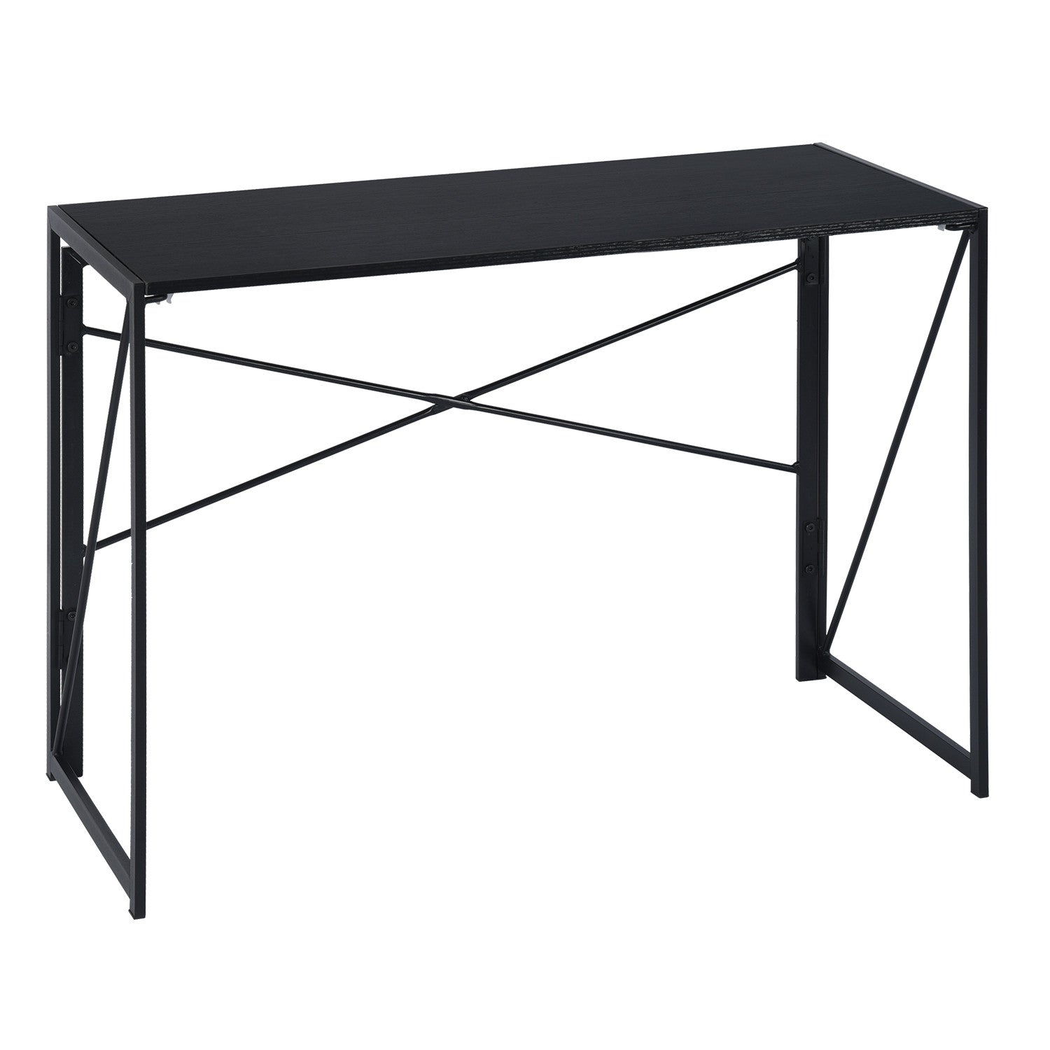 39" Black Wood and Stainless Steel Computer Desk