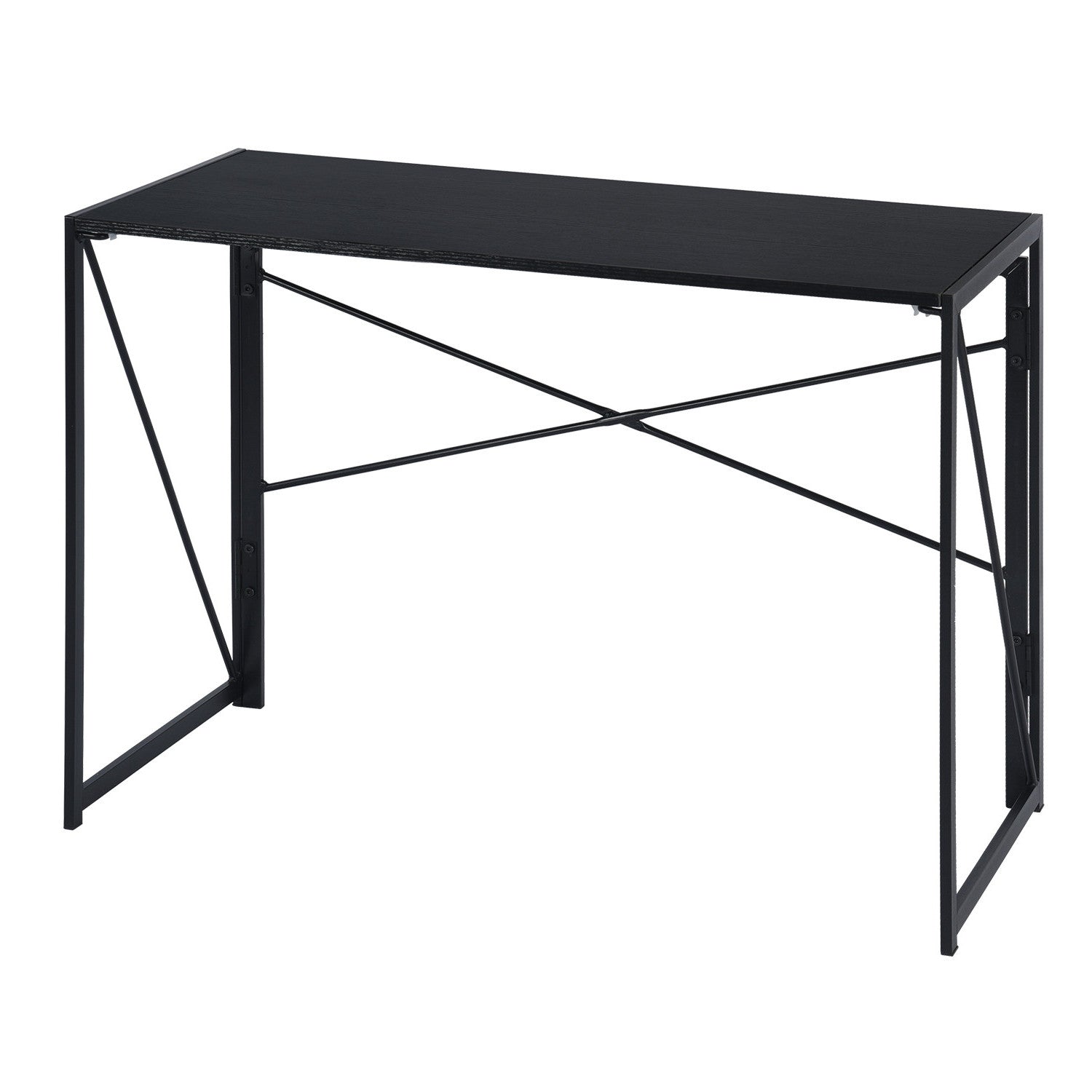 39" Black Wood and Stainless Steel Computer Desk