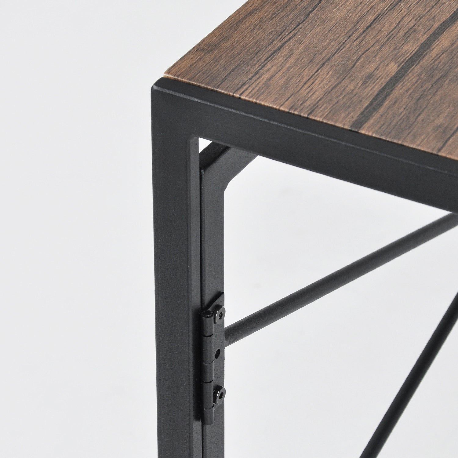 39" Brown and Black Wood and Metal H-Shape Computer Desk