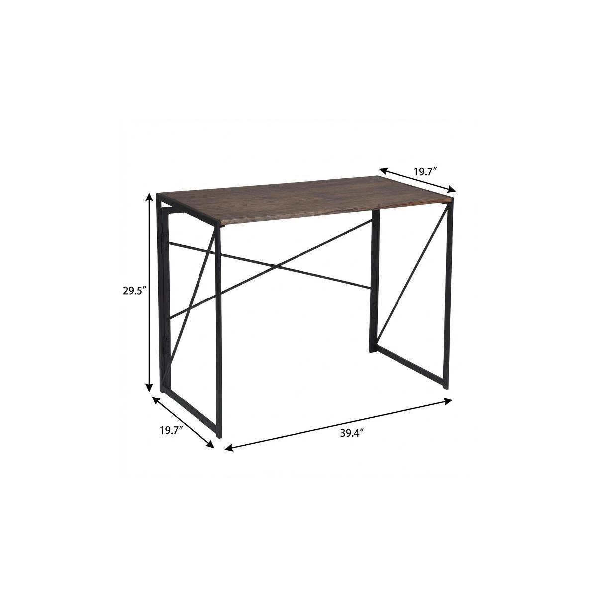 39" Brown and Black Wood and Metal H-Shape Computer Desk