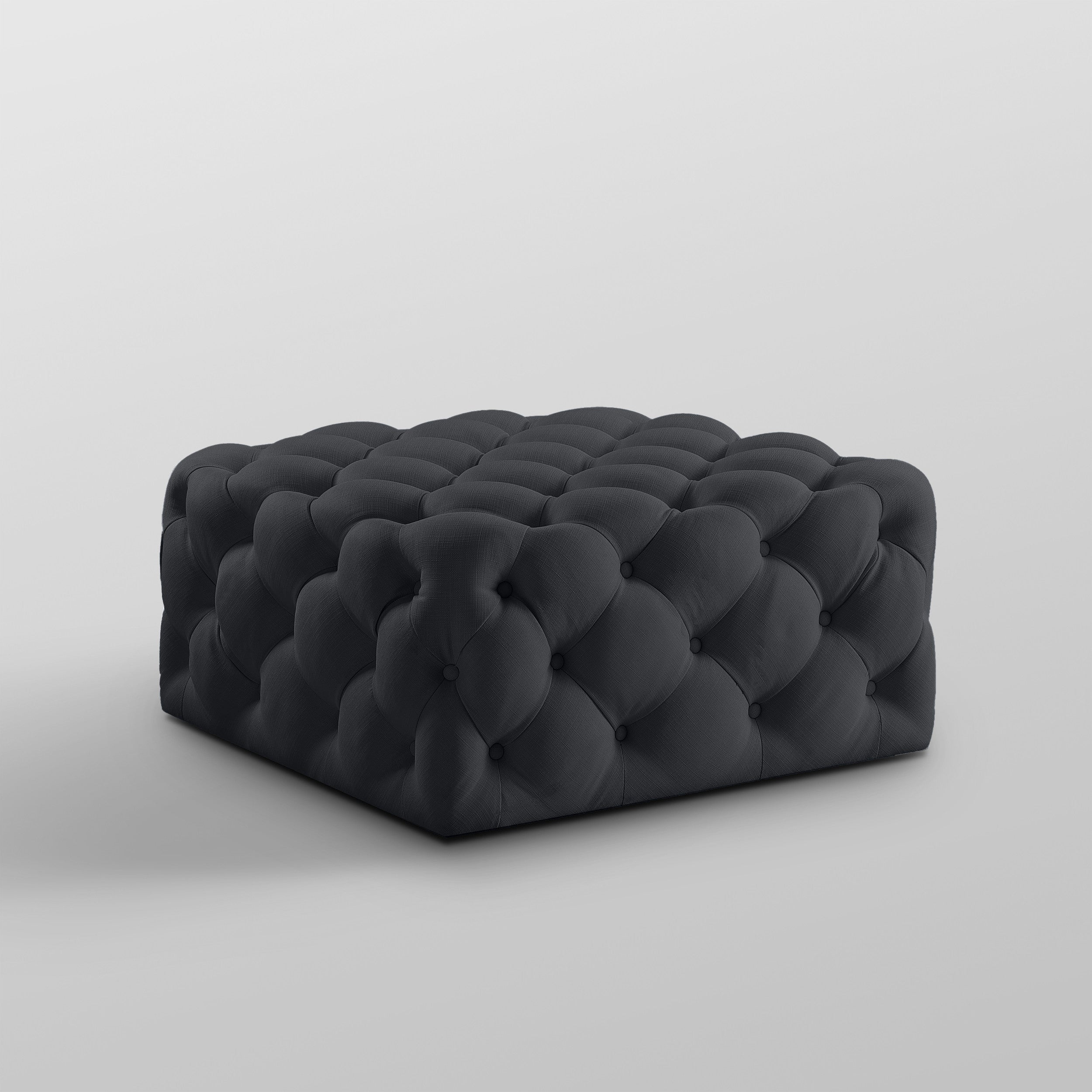 33" Black Velvet Rolling Tufted Cocktail Ottoman