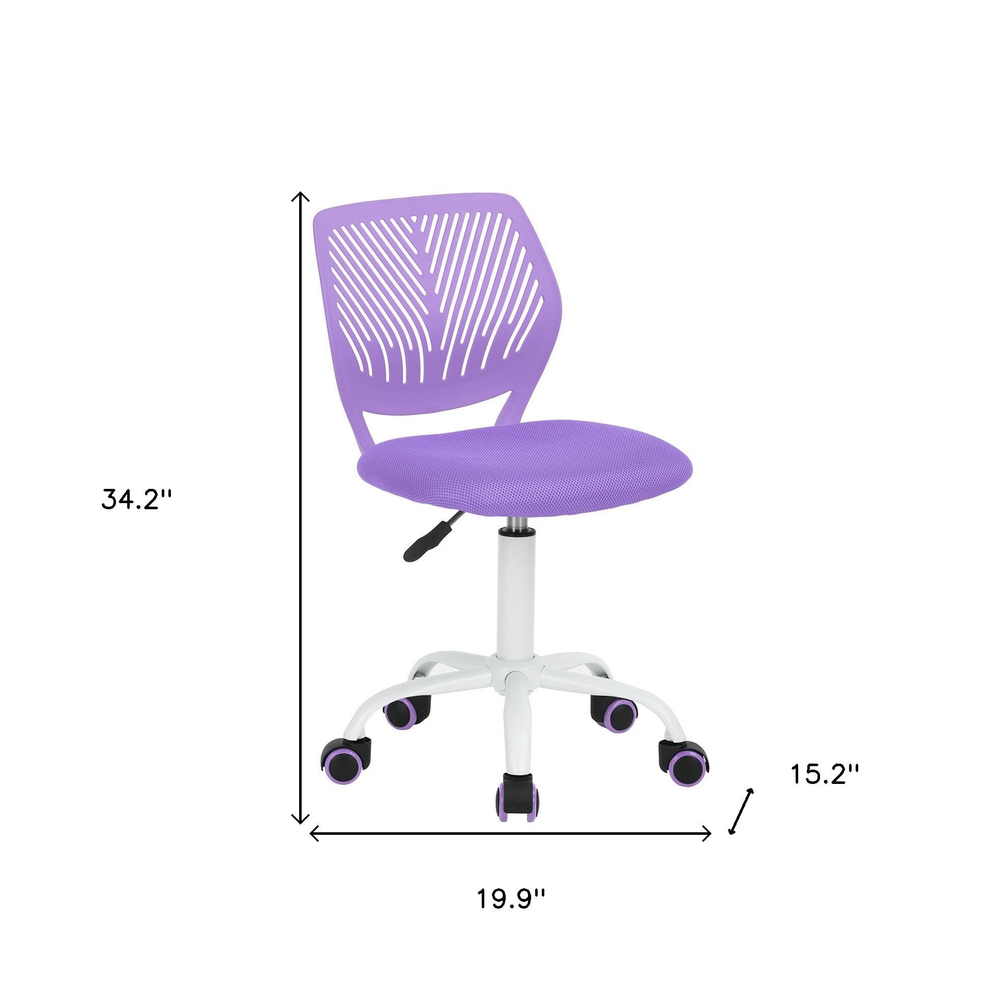 Purple and White Adjustable Height Swivel Rolling Office Chair