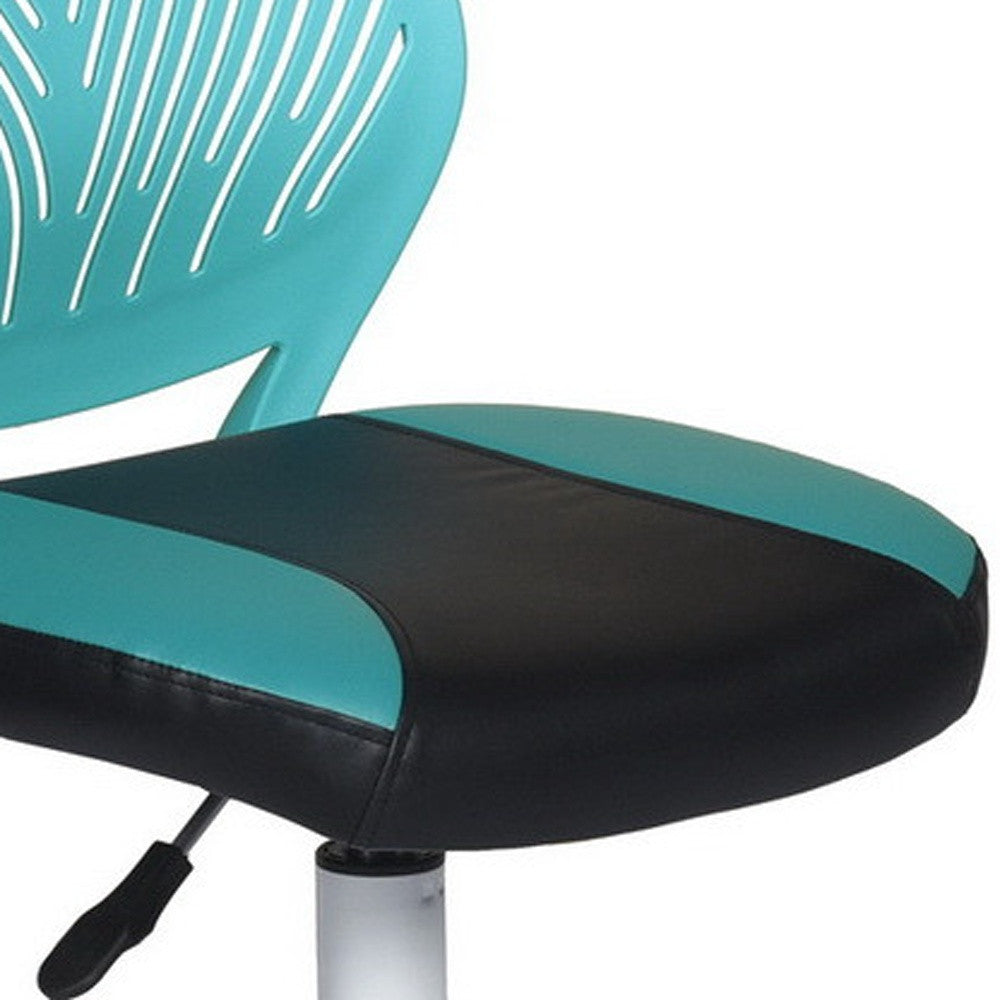 Blue Black and White Adjustable Height Swivel Rolling Office Chair