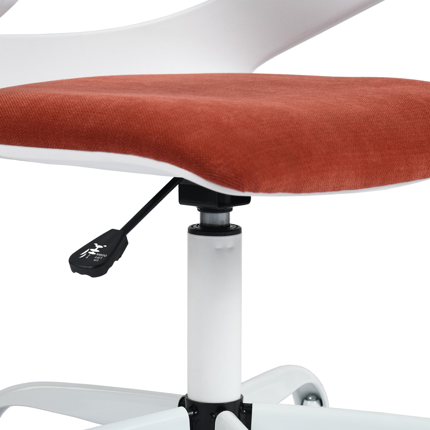 White and Brick Red Adjustable Height Swivel Rolling Office Chair