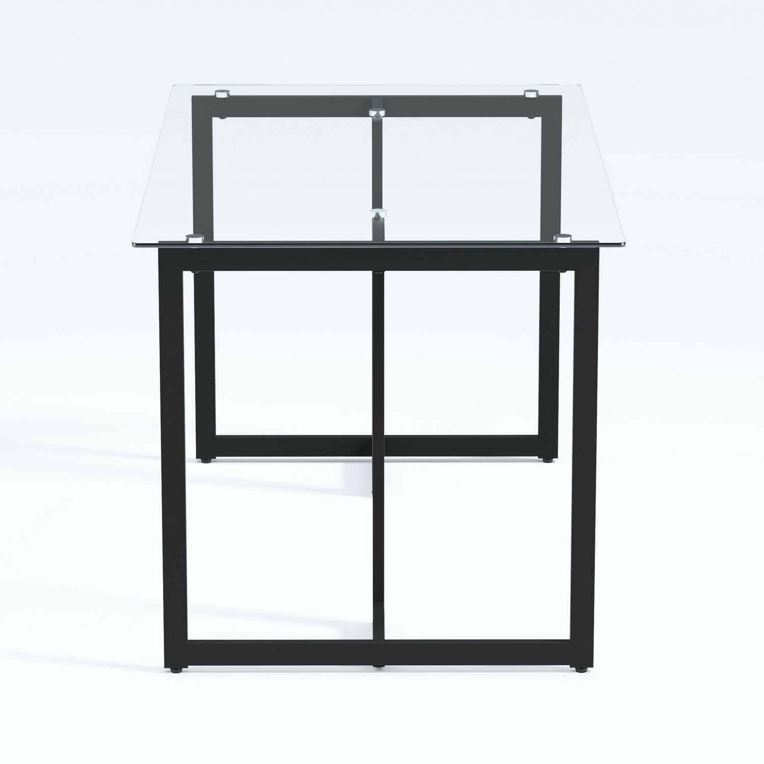 55" Clear And Black Glass And Metal Dining Table