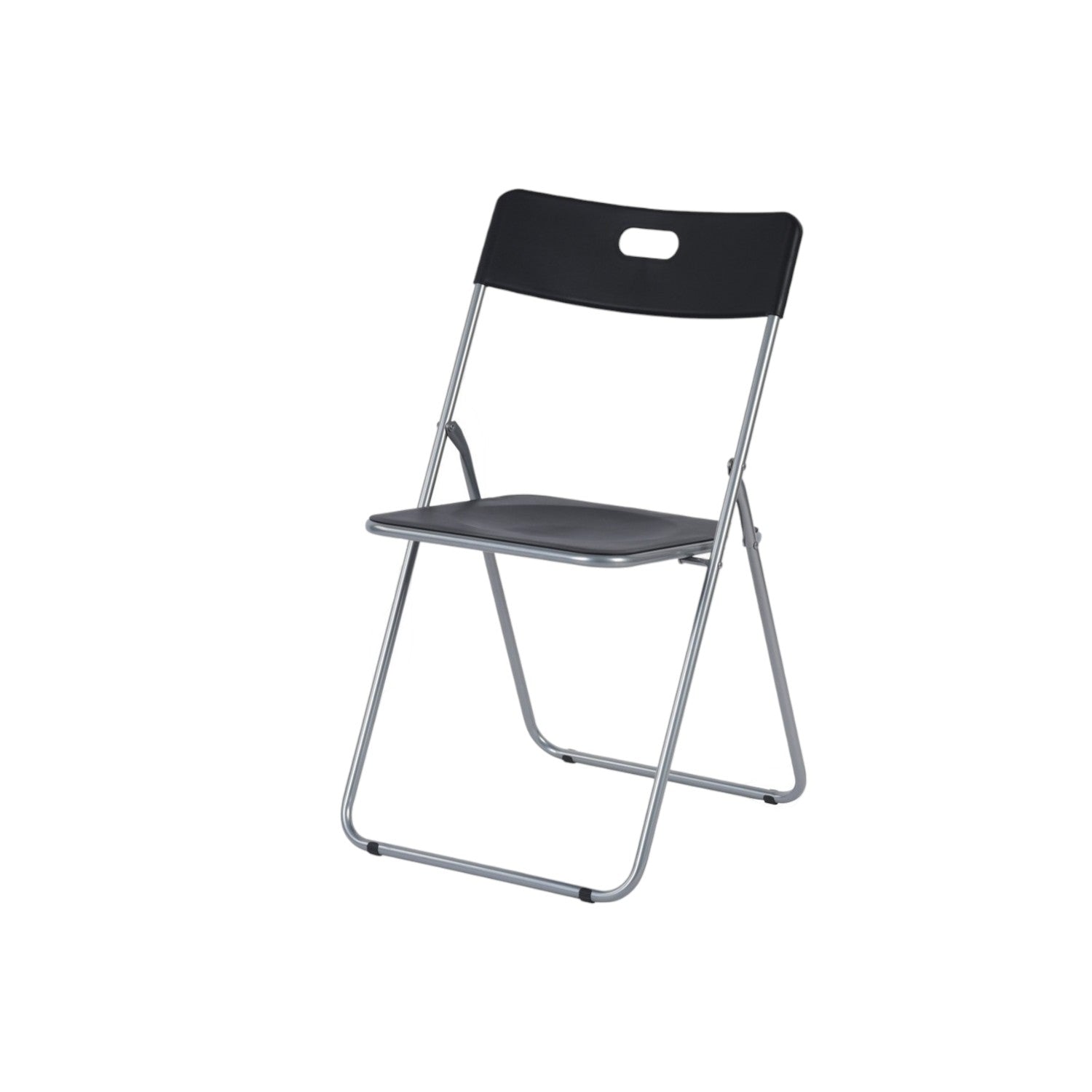 Set of Four Black and Silver Open Back Dining Side Chairs