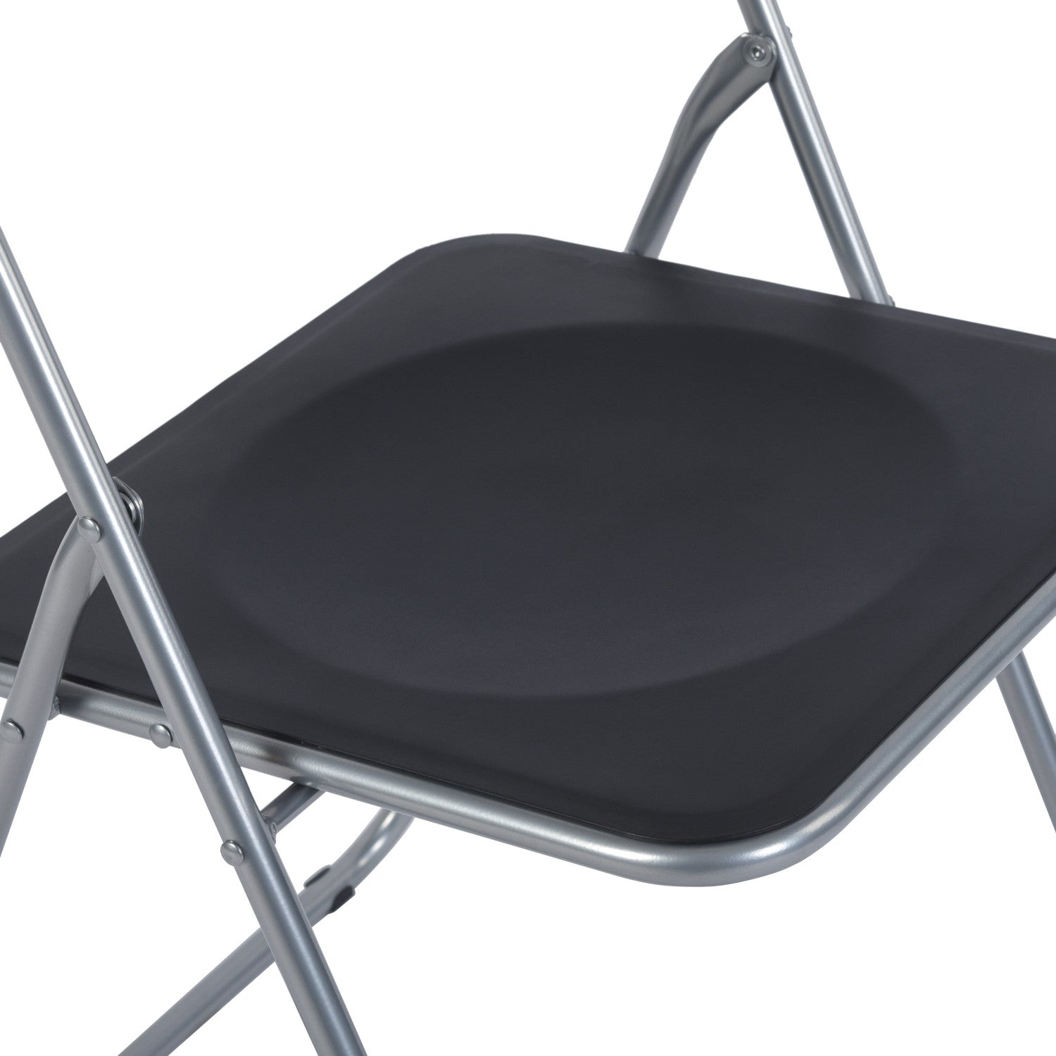 Set of Four Black and Silver Open Back Dining Side Chairs