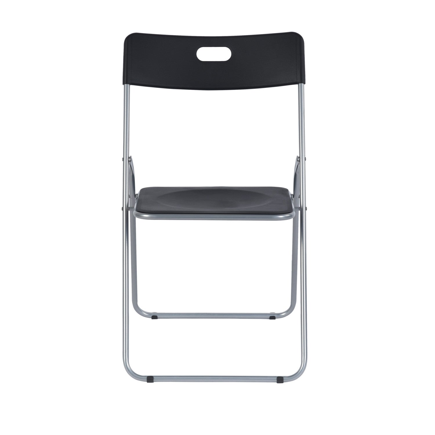Set of Four Black and Silver Open Back Dining Side Chairs