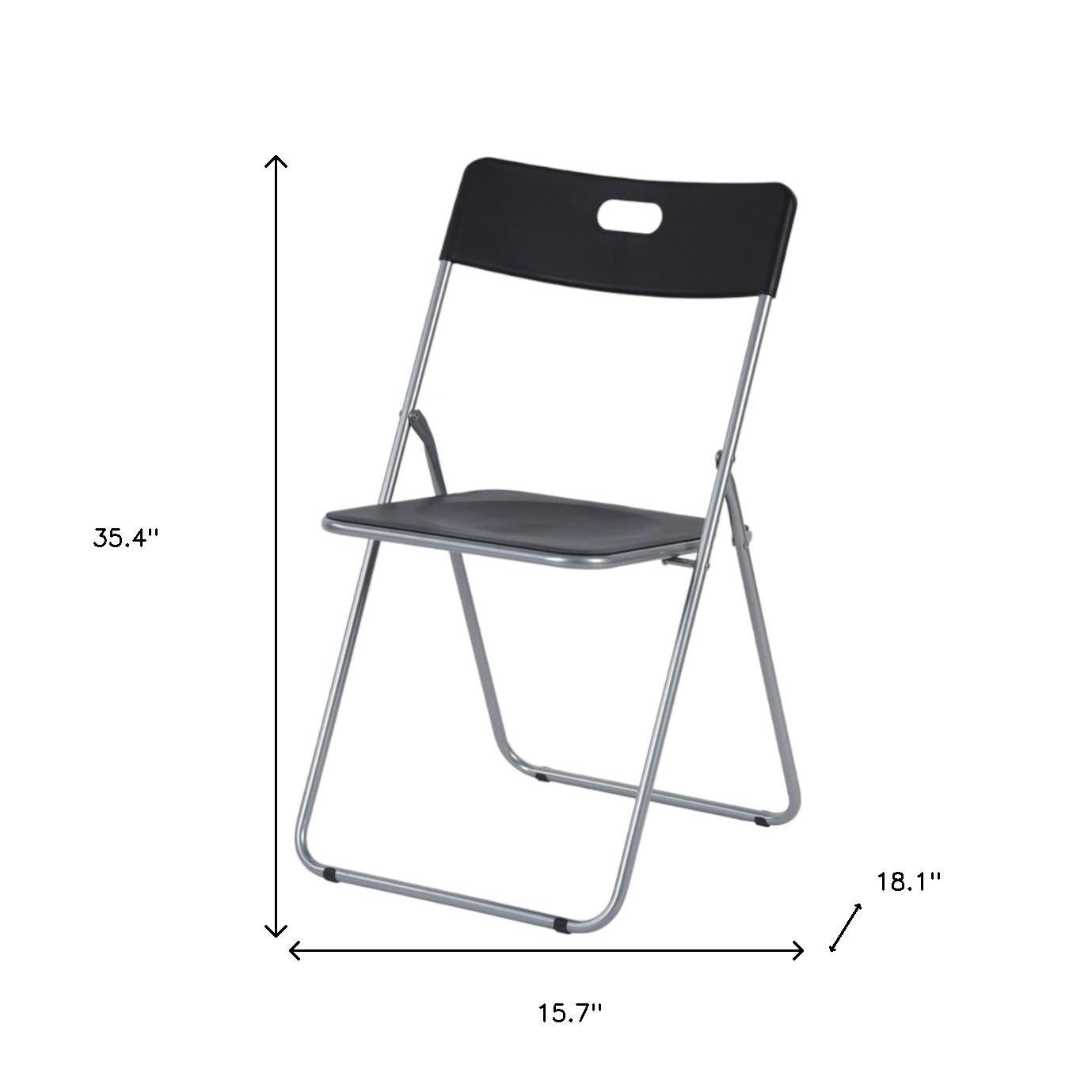 Set of Four Black and Silver Open Back Dining Side Chairs