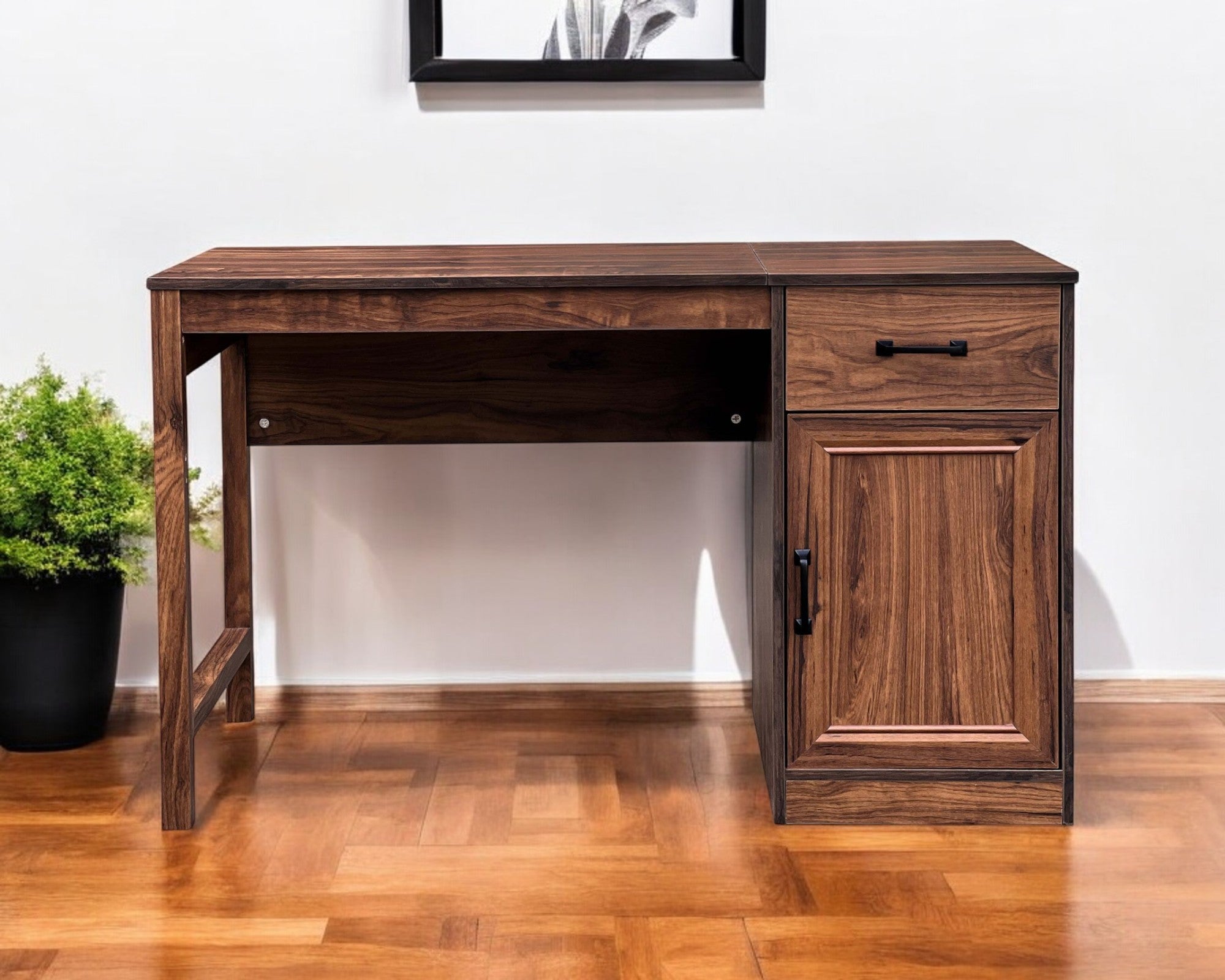 47" Walnut Wood Writing Desk