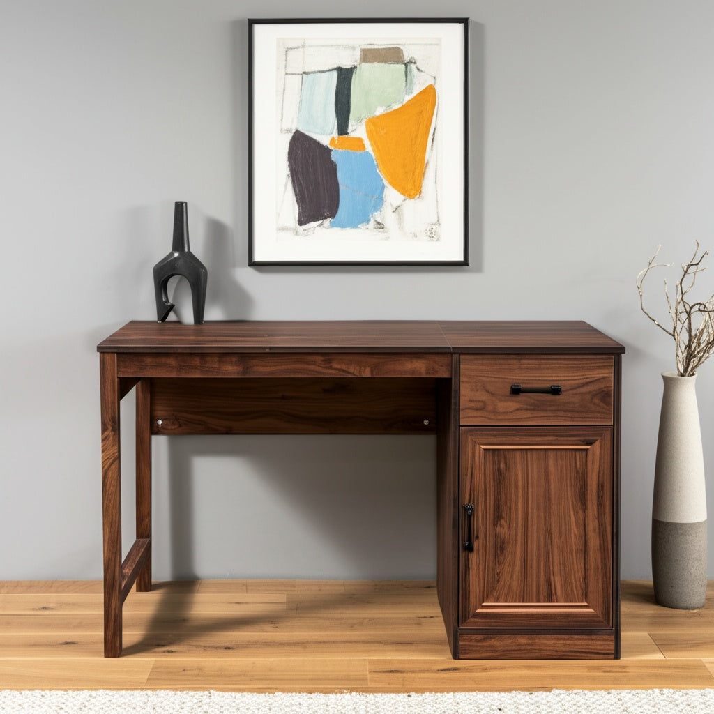 47" Walnut Wood Writing Desk