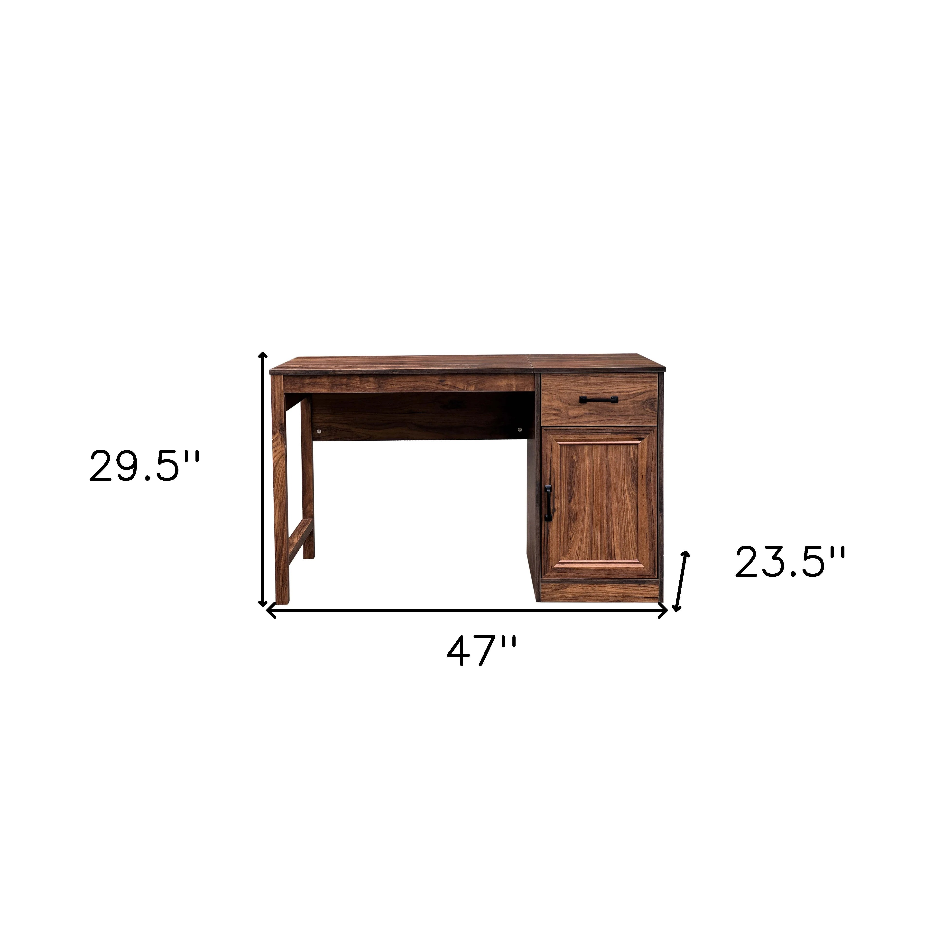 47" Walnut Wood Writing Desk