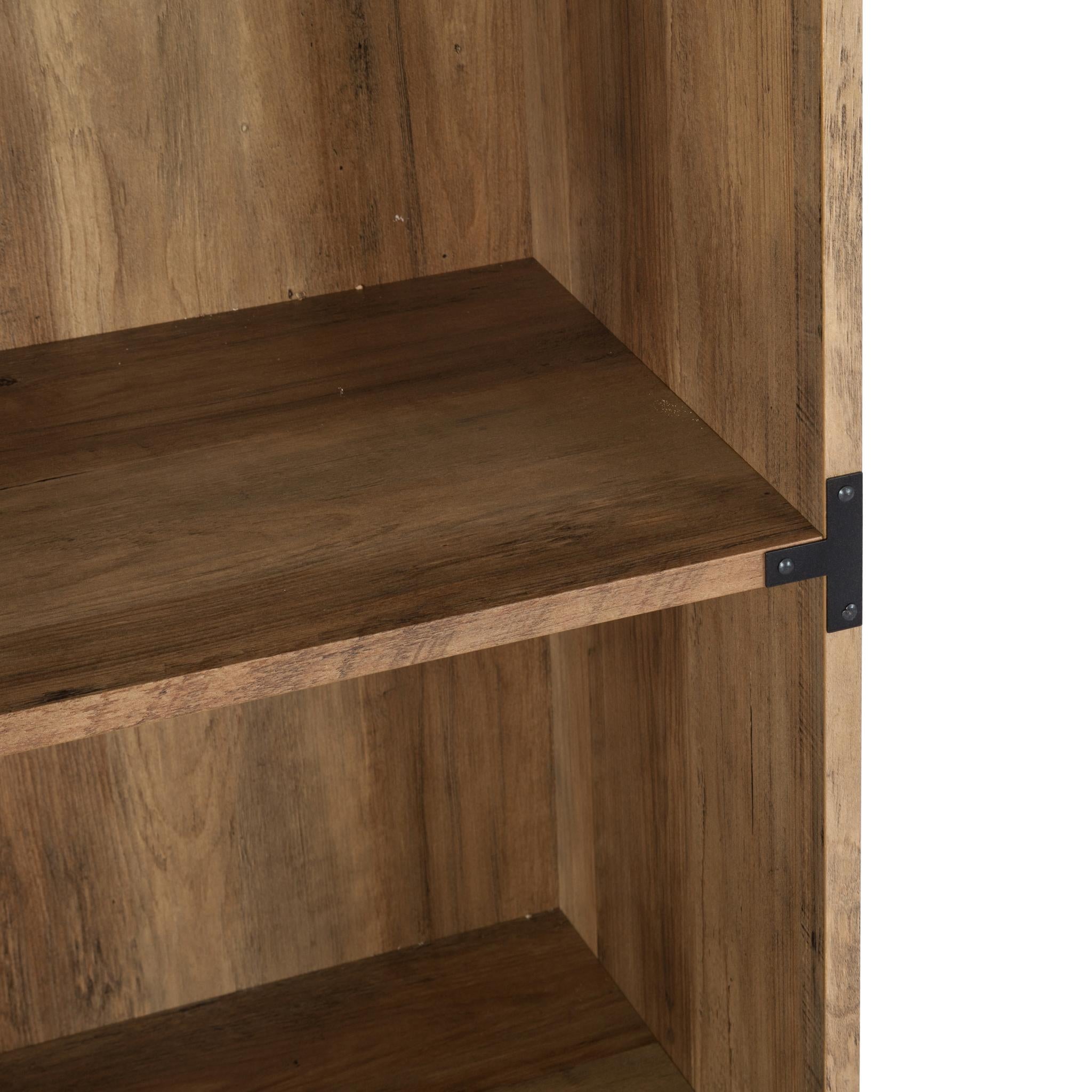 71" Oak Distressed Wood Five Tier Etagere Bookcase