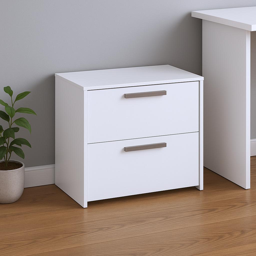 30" White Wood Two Drawers Filing Cabinet
