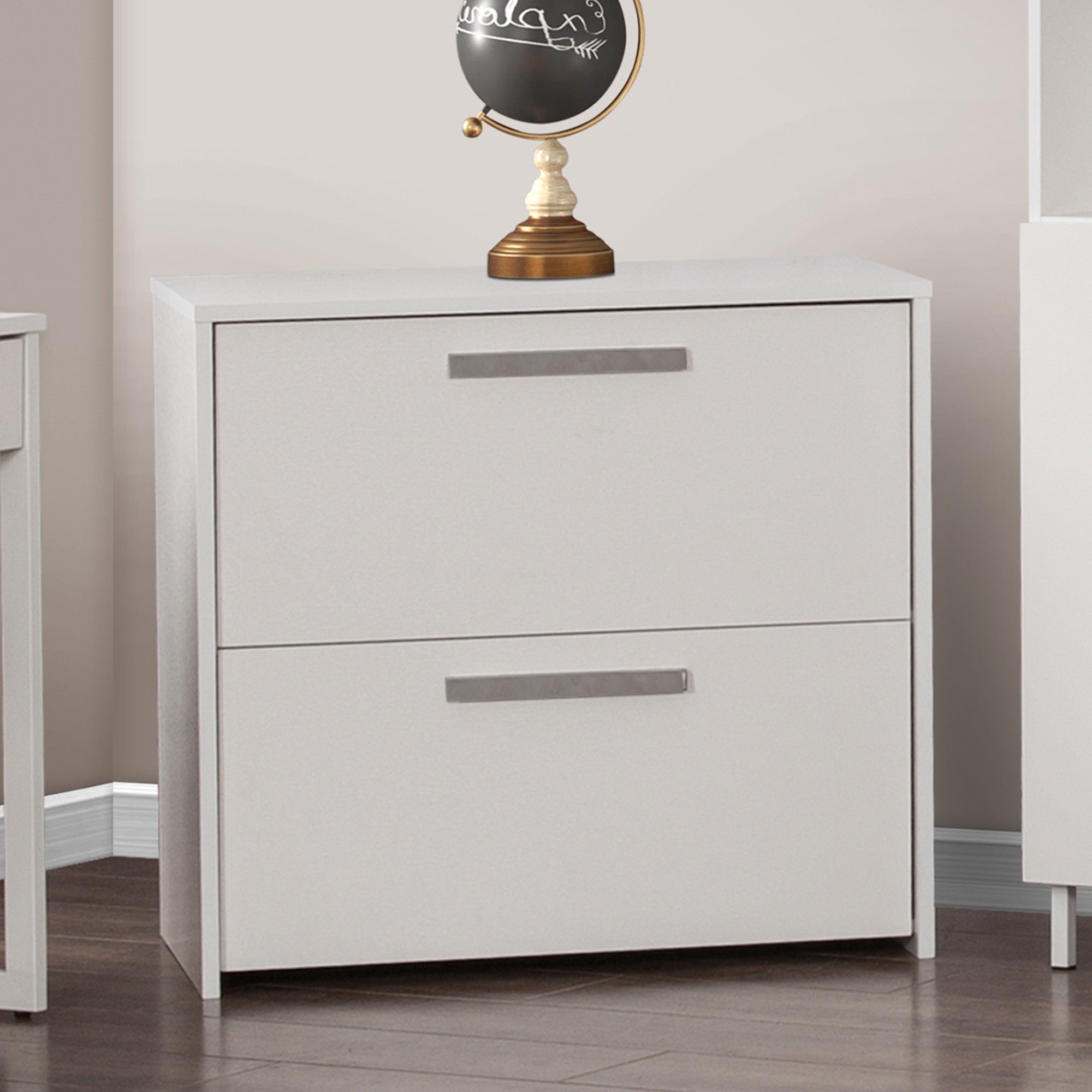30" White Wood Two Drawers Filing Cabinet