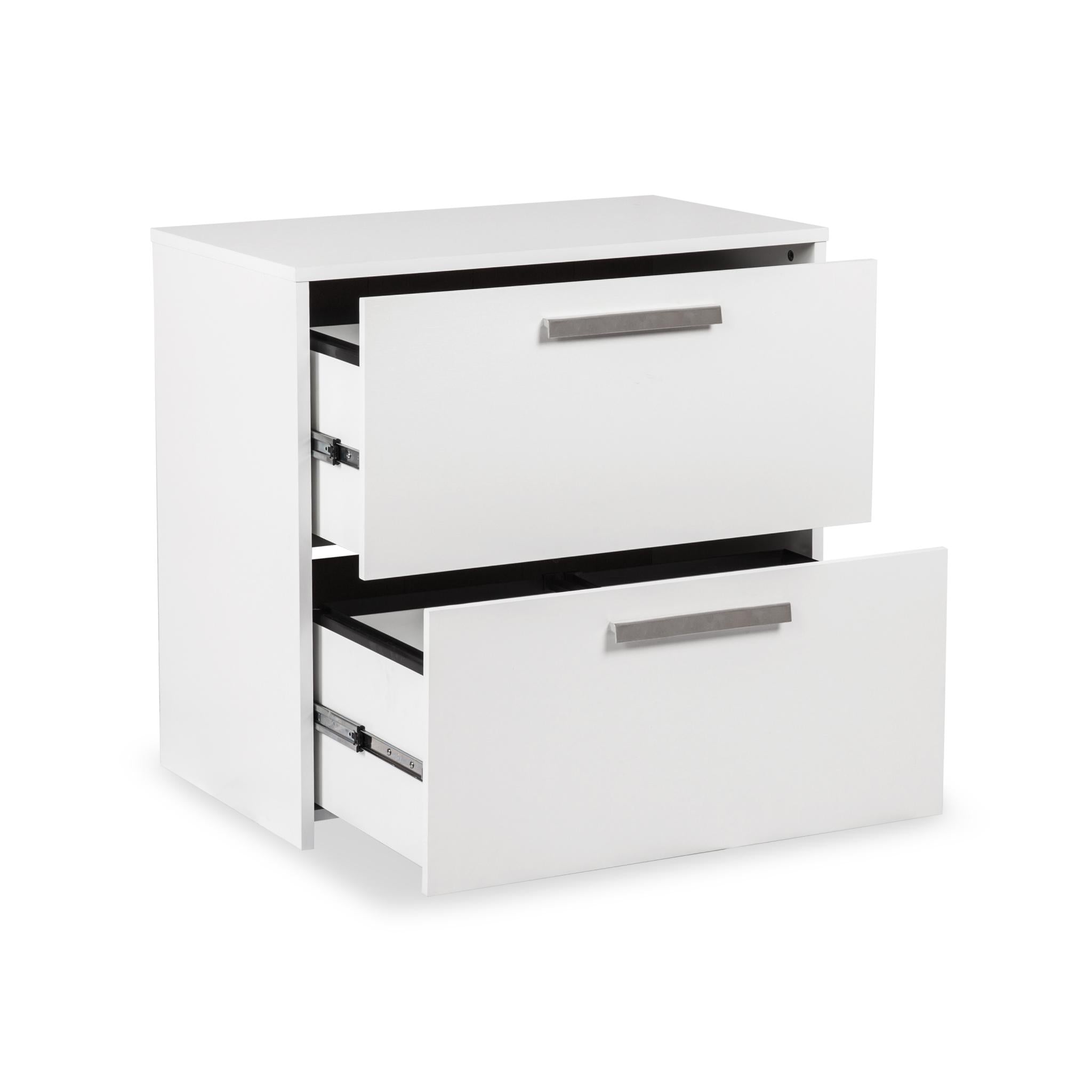 30" White Wood Two Drawers Filing Cabinet