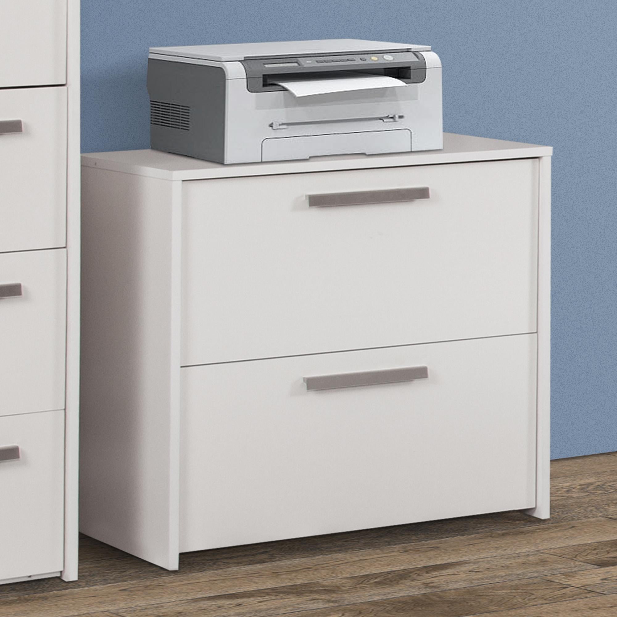 30" White Wood Two Drawers Filing Cabinet
