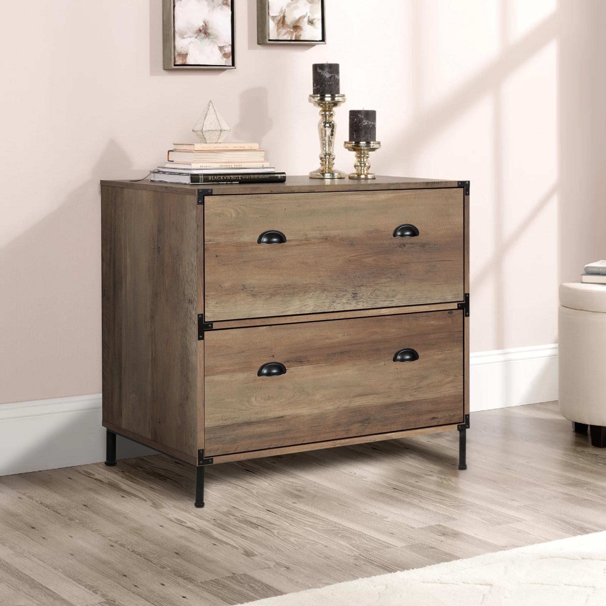 30" Oak Wood Two Drawers Filing Cabinet