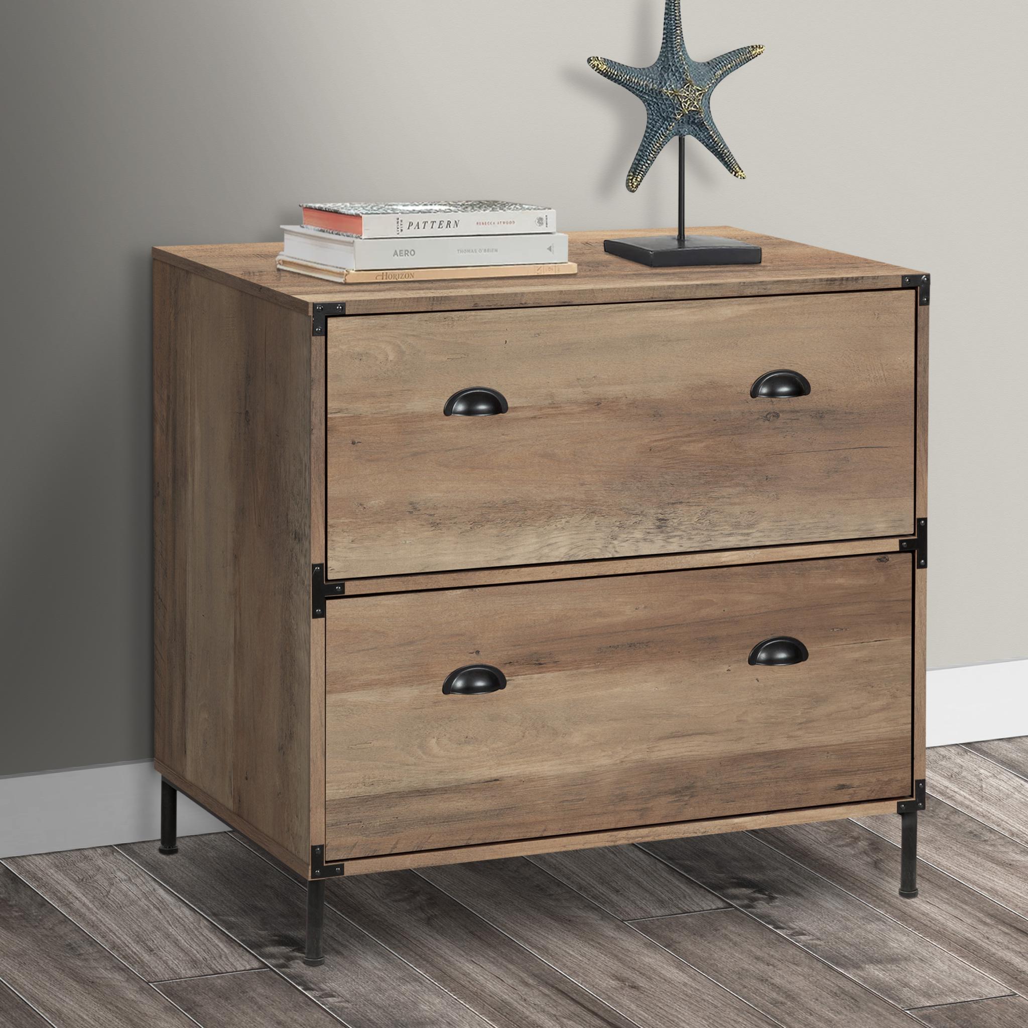 30" Oak Wood Two Drawers Filing Cabinet