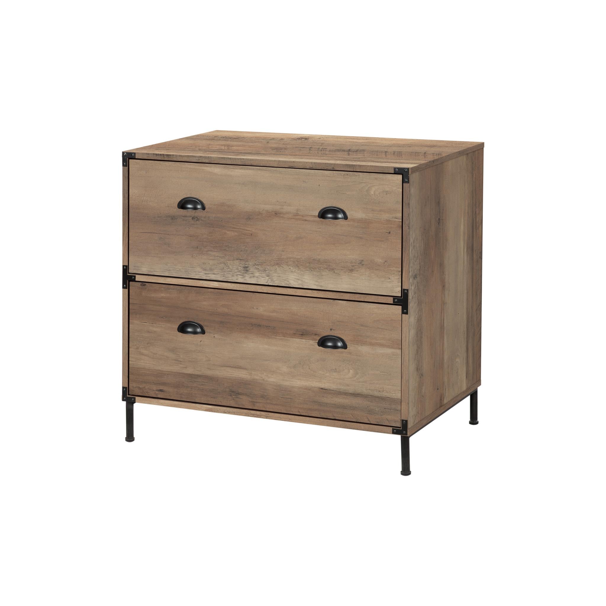 30" Oak Wood Two Drawers Filing Cabinet