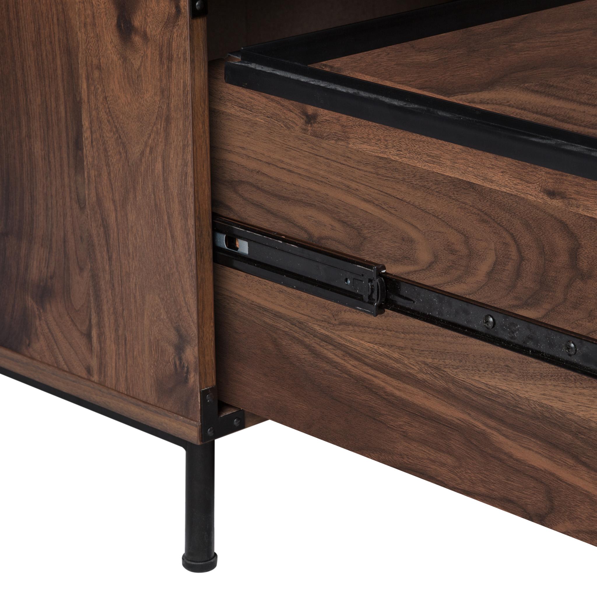 30" Walnut Wood Two Drawers Filing Cabinet