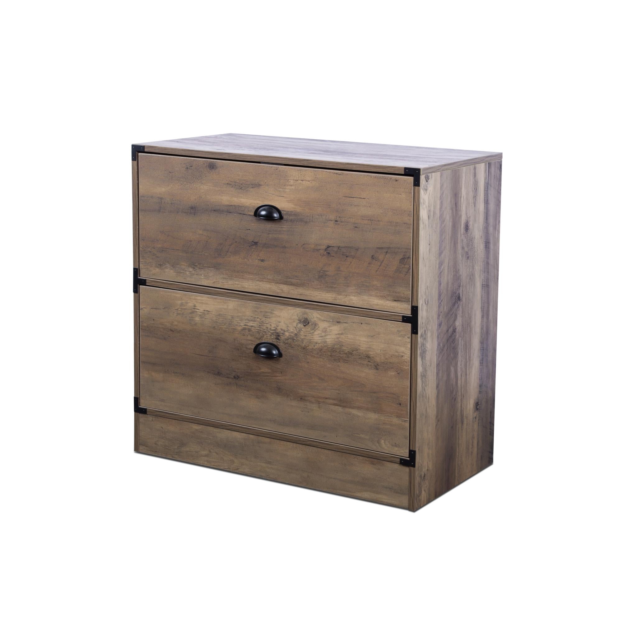 30" Oak Wood Two Drawers Filing Cabinet