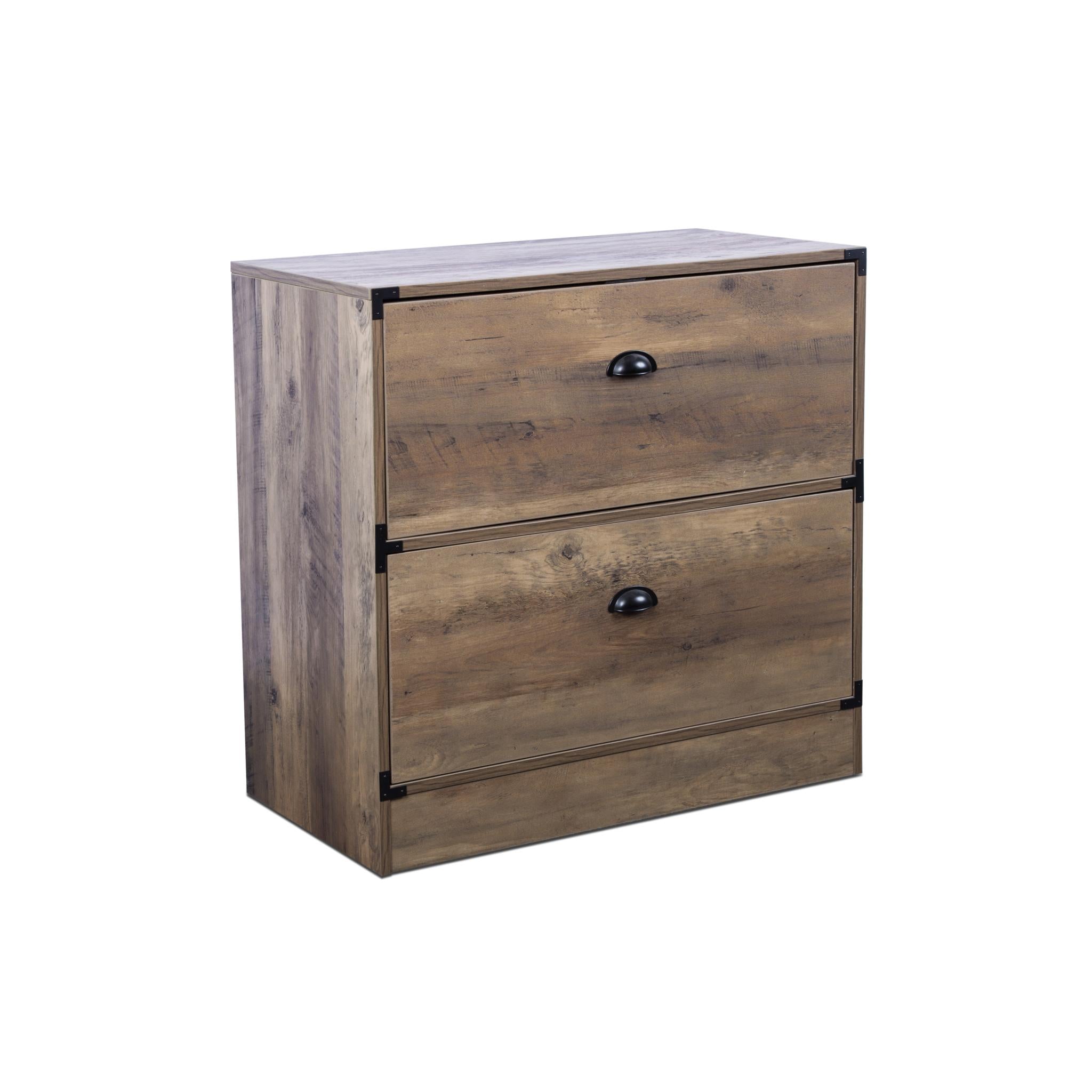 30" Oak Wood Two Drawers Filing Cabinet