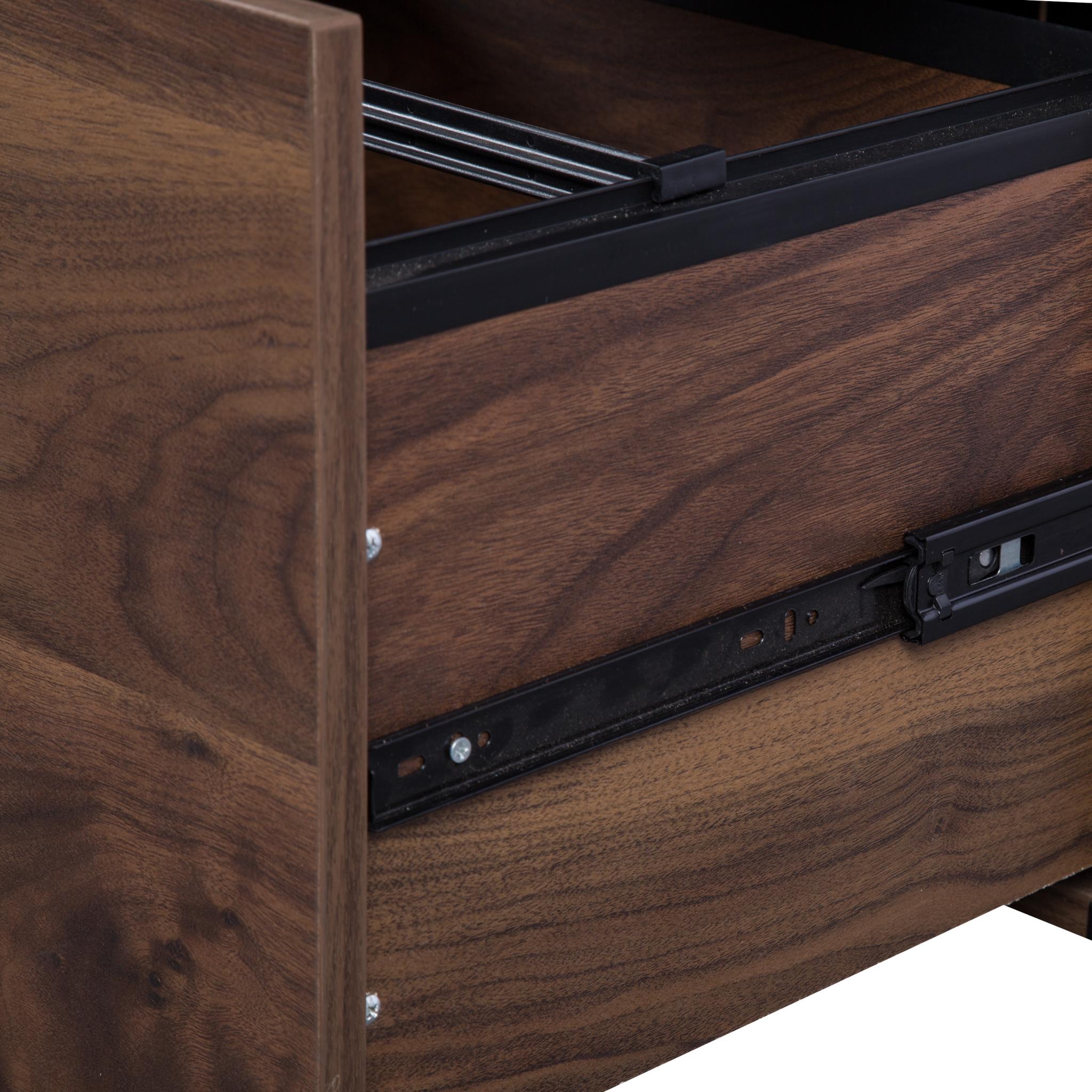 30" Walnut Wood Two Drawers Filing Cabinet