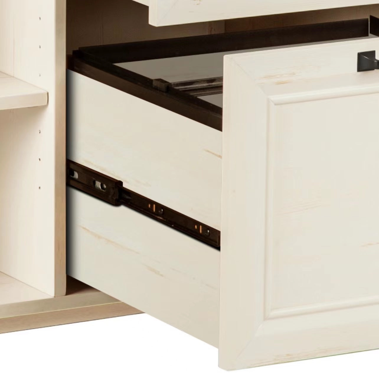 30" Antiqued White Distressed Wood Two Drawers Filing Cabinet