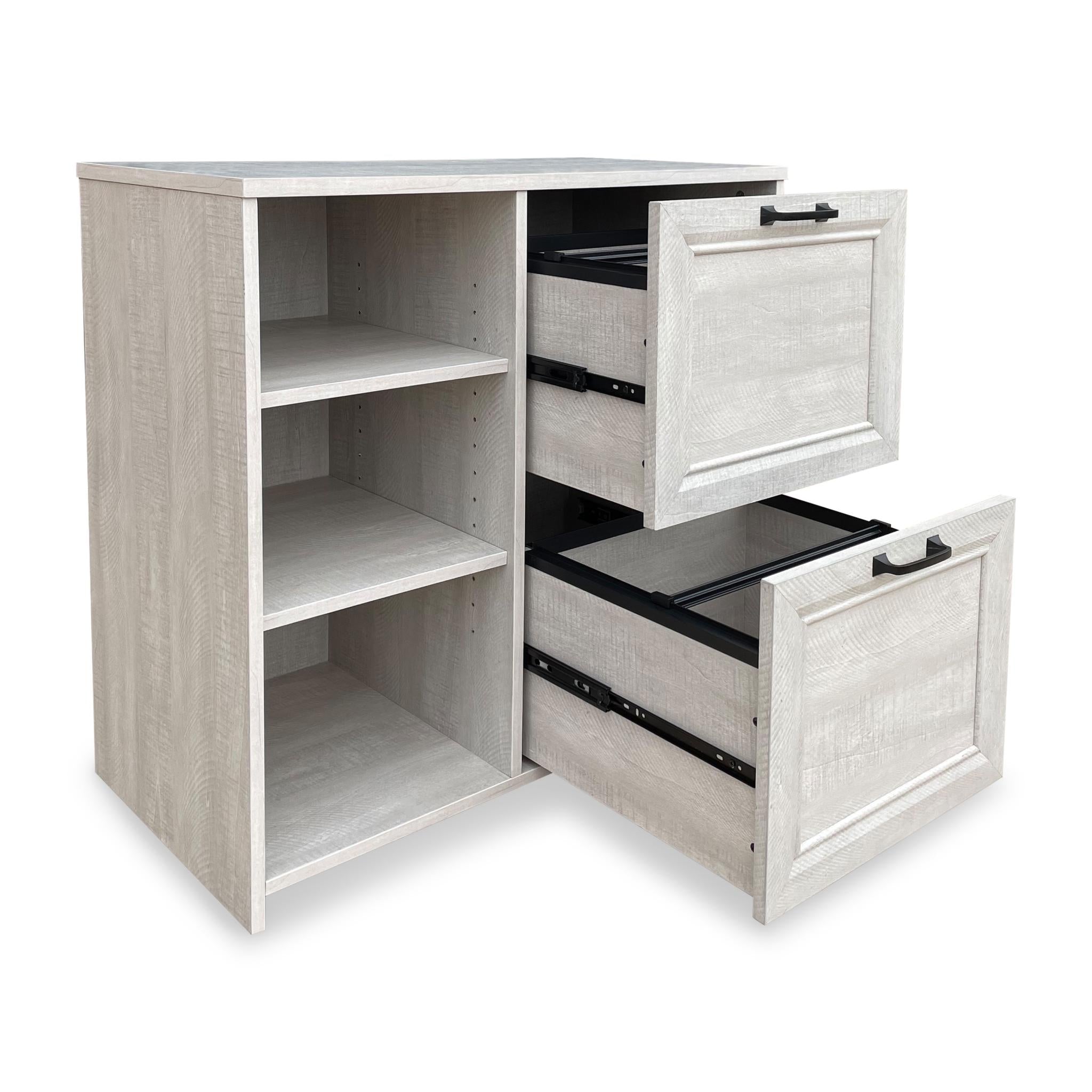 30" Light Gray Distressed Wood Two Drawers Filing Cabinet