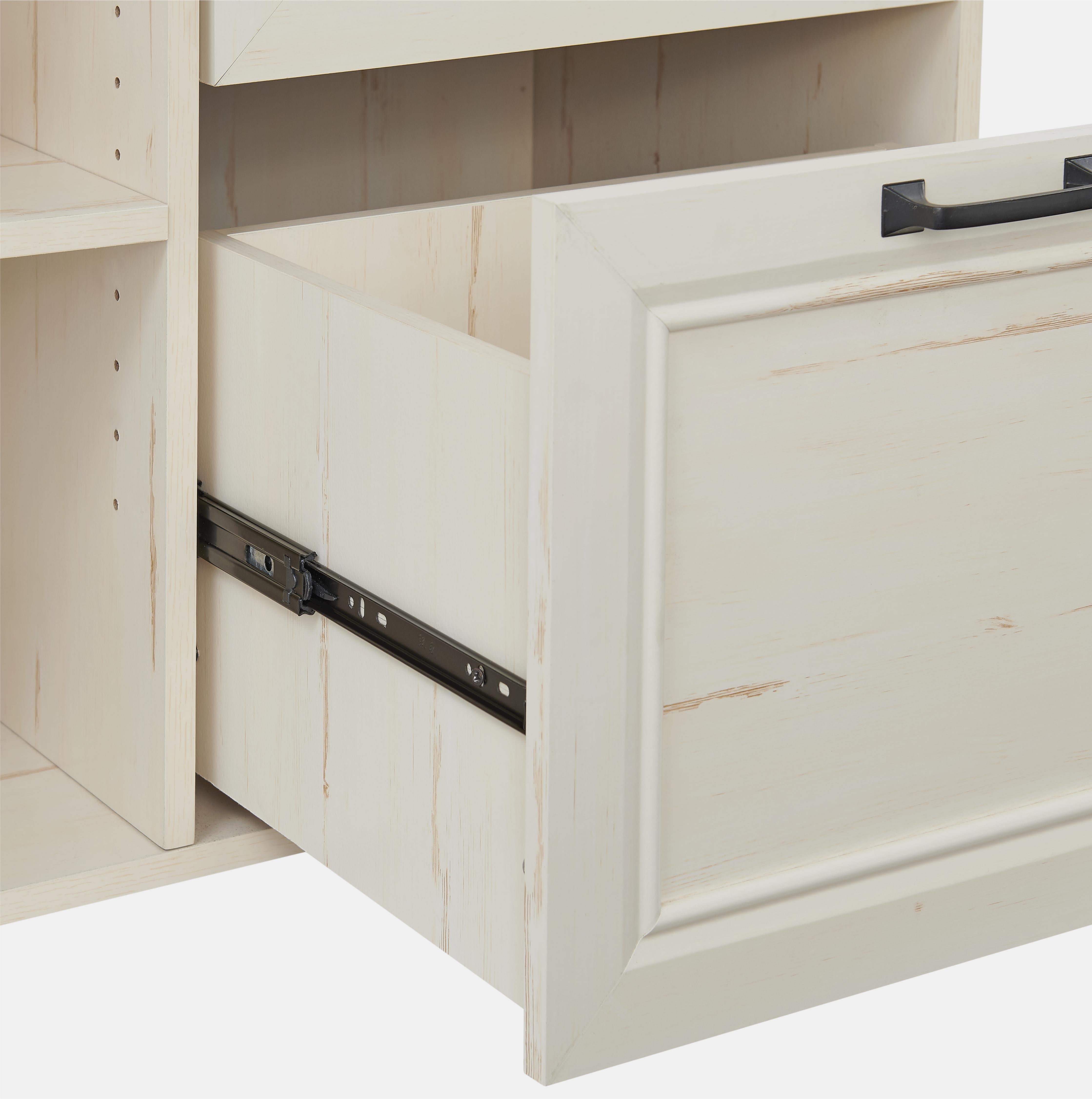 43" Antiqued White Distressed Wood Three Drawers Filing Cabinet