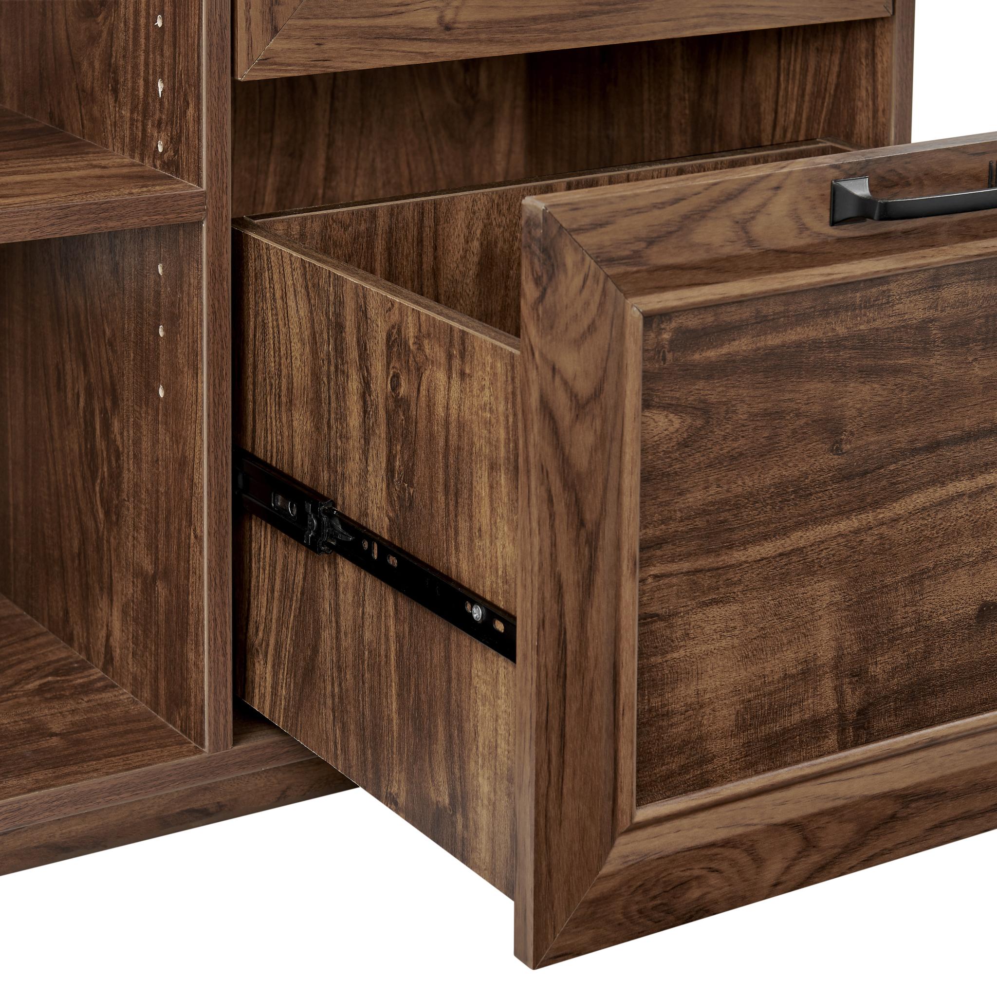 43" Walnut Distressed Wood Three Drawers Filing Cabinet