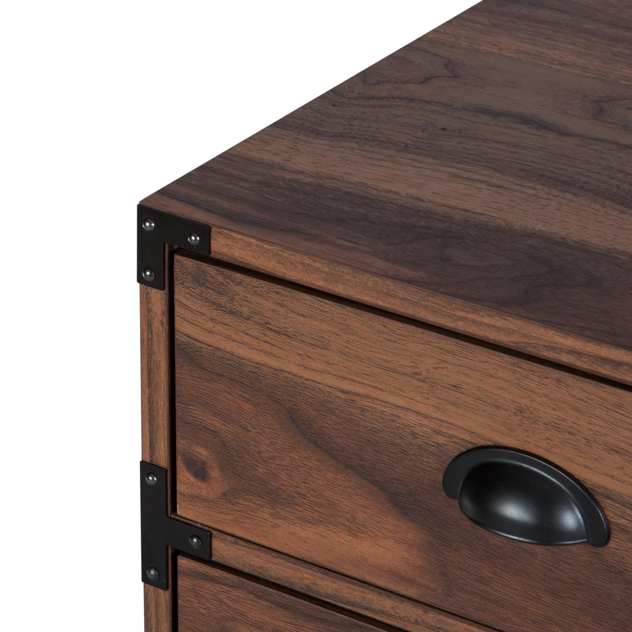 27" Walnut Wood Three Drawers Filing Cabinet