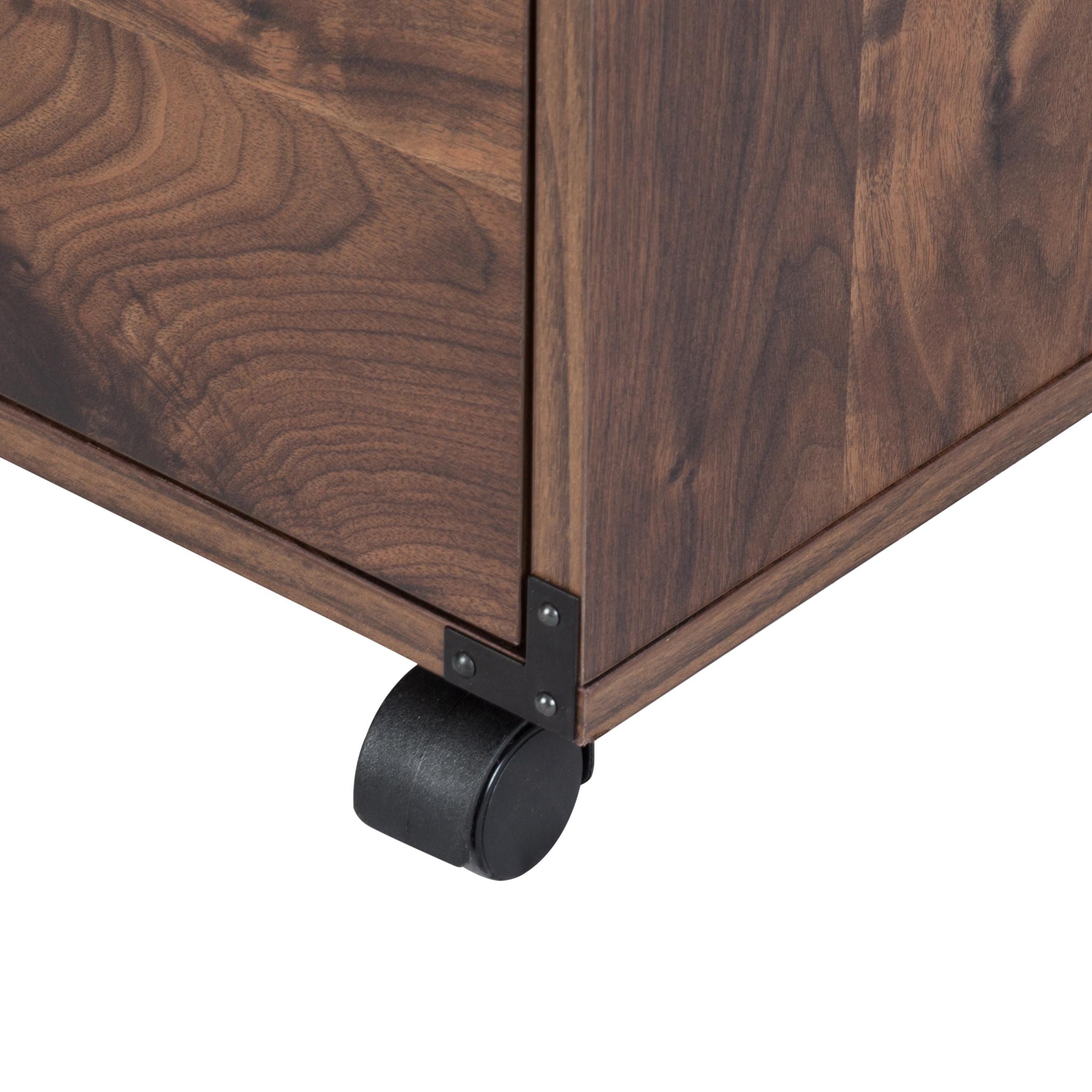 27" Walnut Wood Three Drawers Filing Cabinet